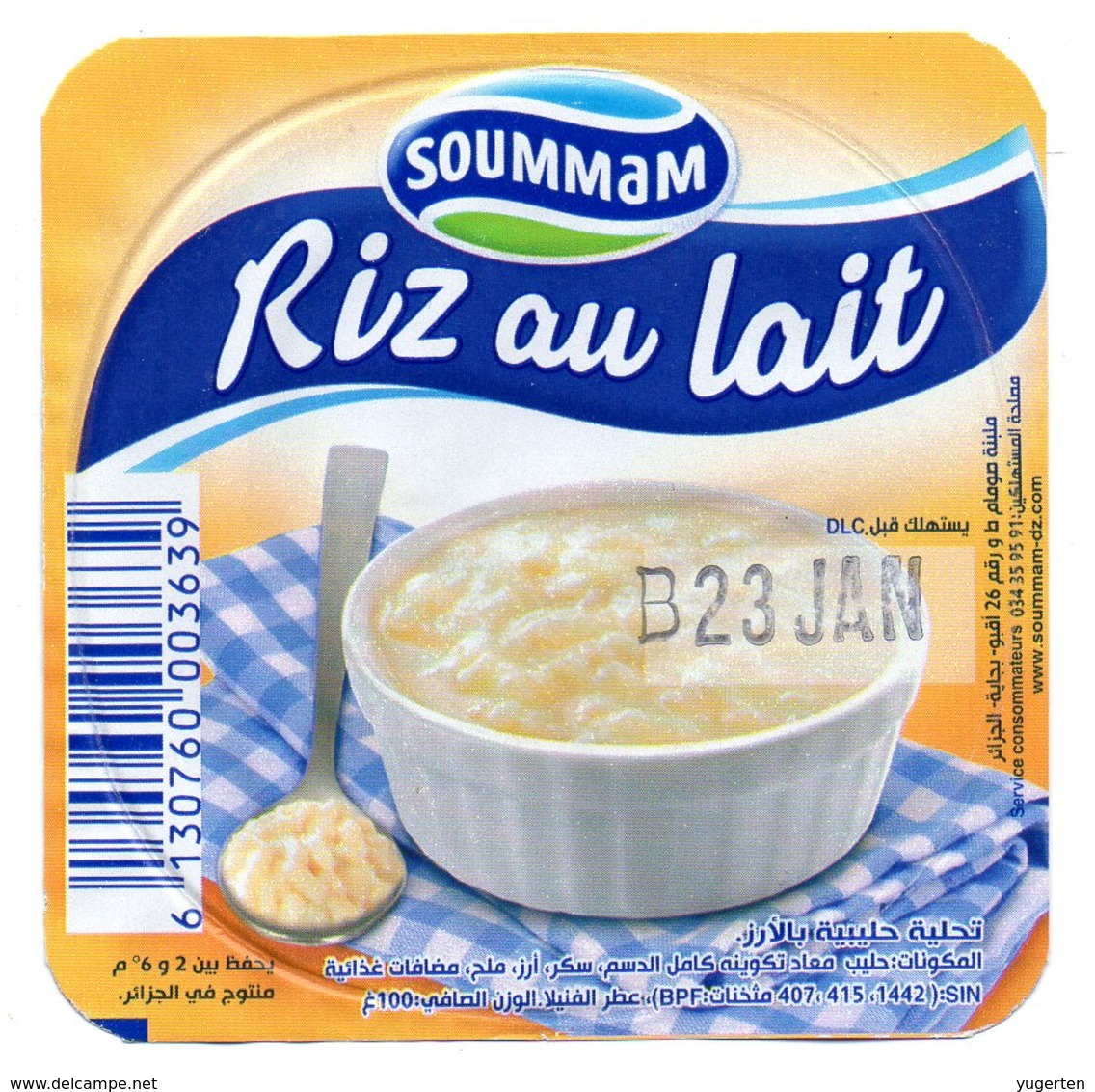 Opercule Cover Yaourt Yogurt " Soummam "  Riz Au Lait Yoghurt Yoghourt Yahourt Yogourt - Opercules De Lait
