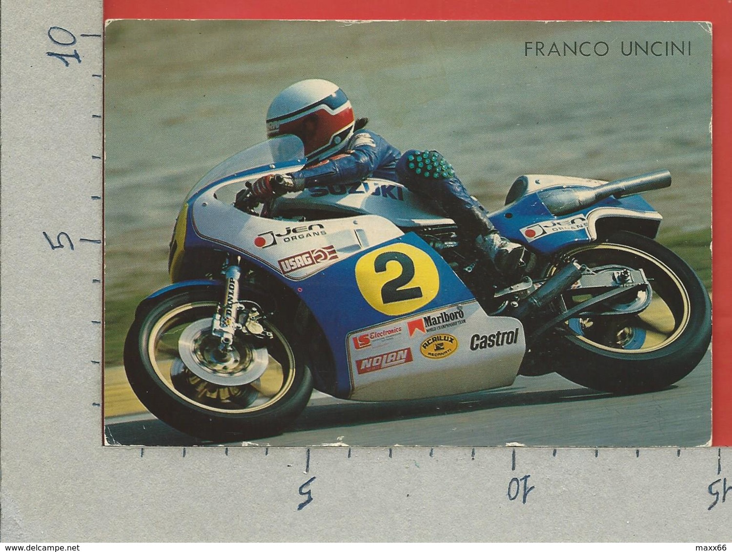 CARTOLINA NV ITALIA - MOTOCICLISMO - Franco Uncini - SUZUKI - LS Electronics Borgo S. Lorenzo - 10 X 15 - Motociclismo