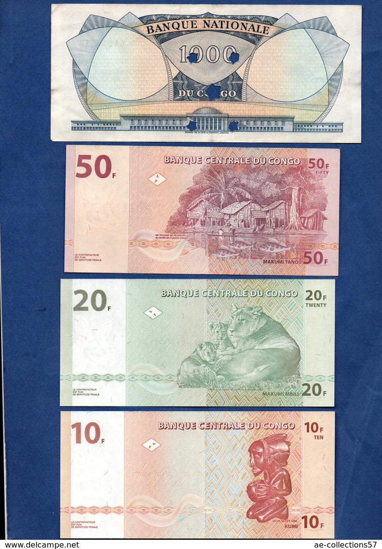 Congo  -  Lot De 4 Billets - République Démocratique Du Congo & Zaïre