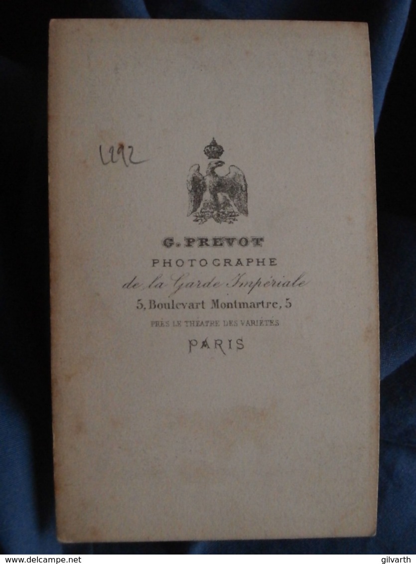 CDV Photo G. Prevot à Paris - Actrice à Identifier, Jarretière, Robe étoilée, Second Empire Circa  1860 L292 - Old (before 1900)