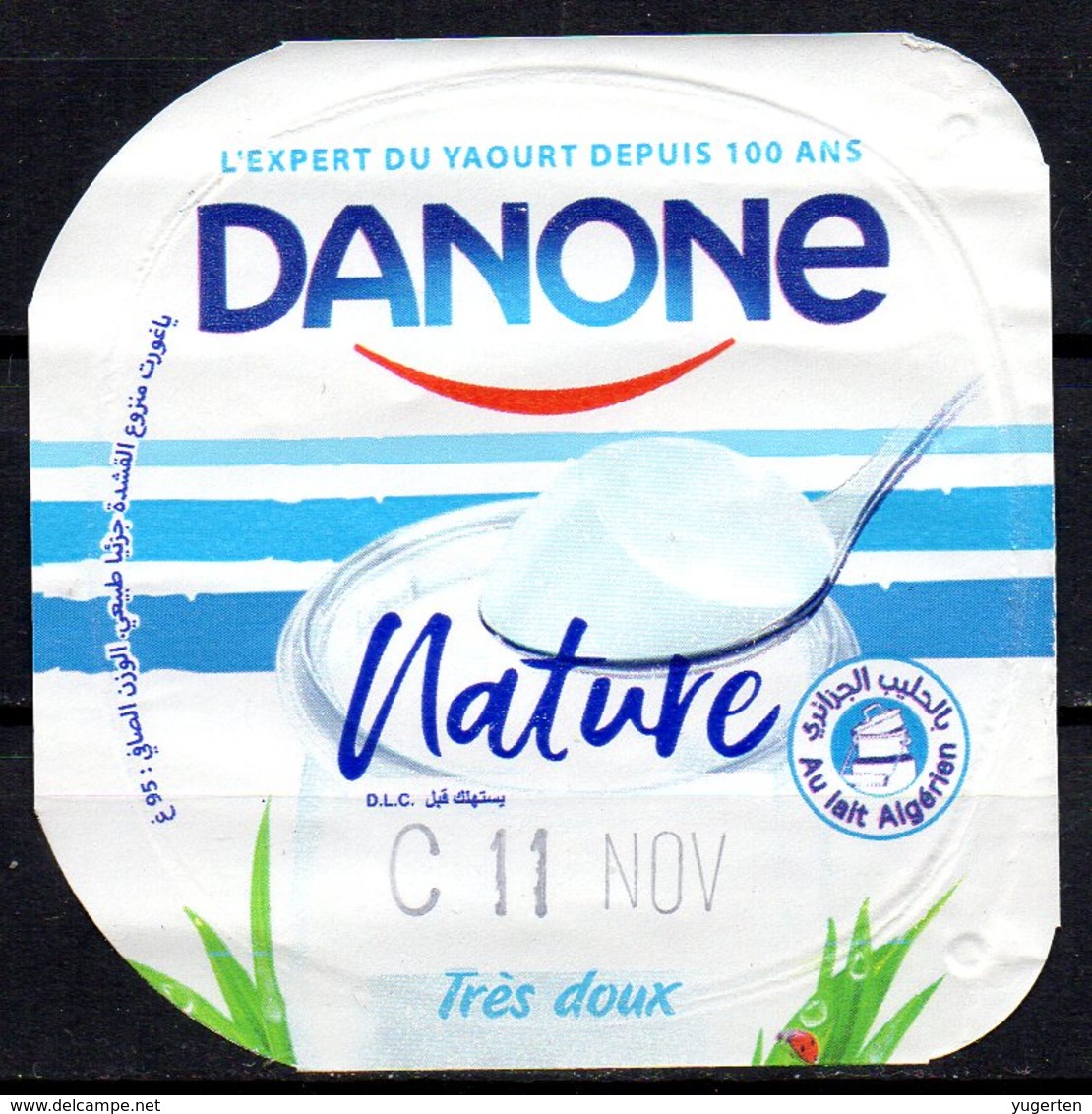 Opercule Cover Yaourt Yogurt " Danone " Nature Au Lait Algérien With Algerian Milk Yoghourt Yahourt Yogourt - Opercules De Lait