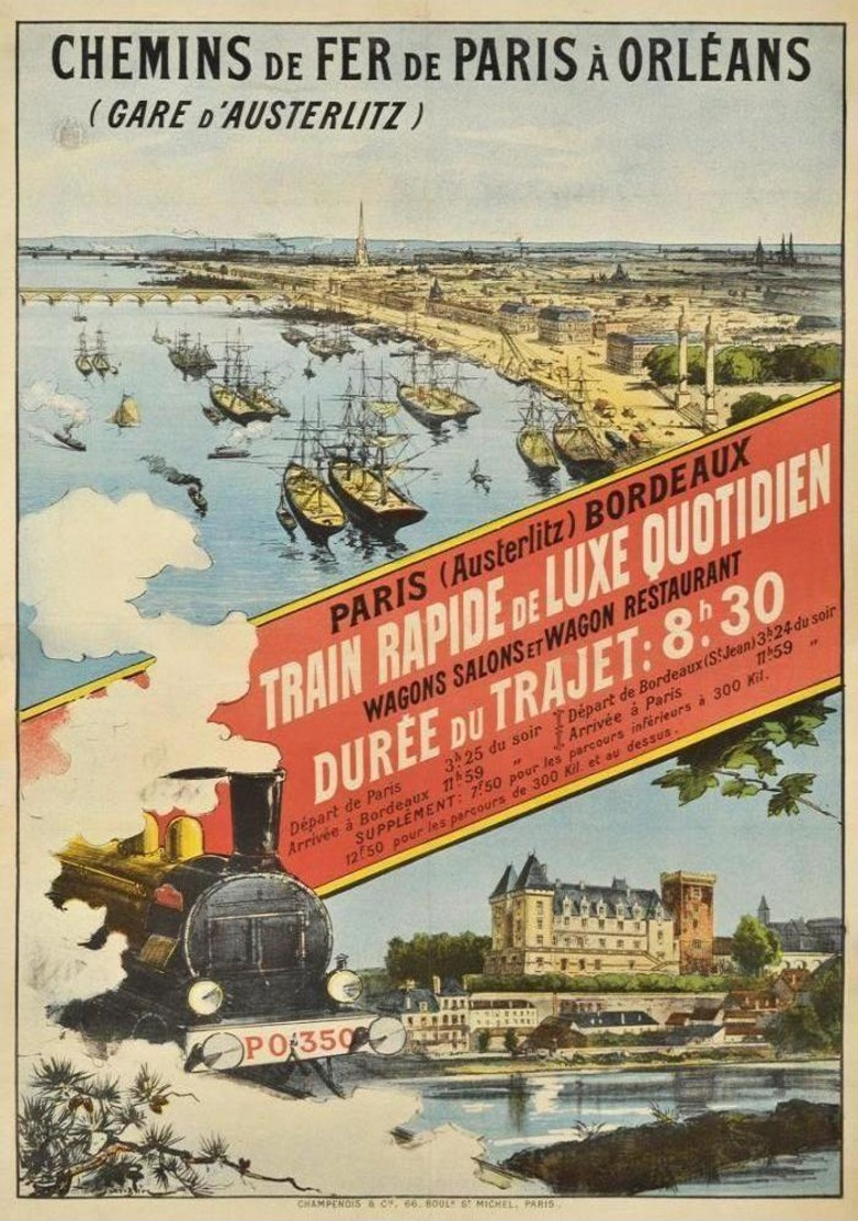 Railway Postcard Paris-Bordeaux 1894 - Reproduction - Advertising