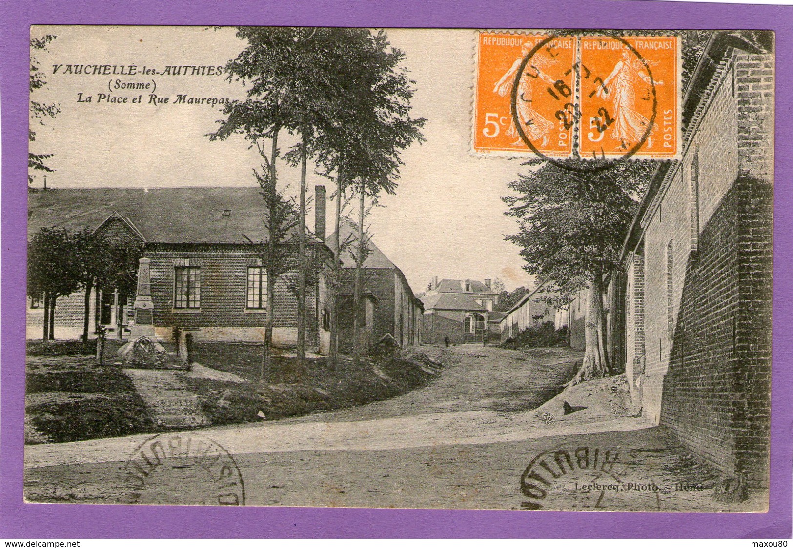 VAUCHELLES-les-AUTHIES - La Place Et Rue Maurepas - 1922 - - Autres & Non Classés