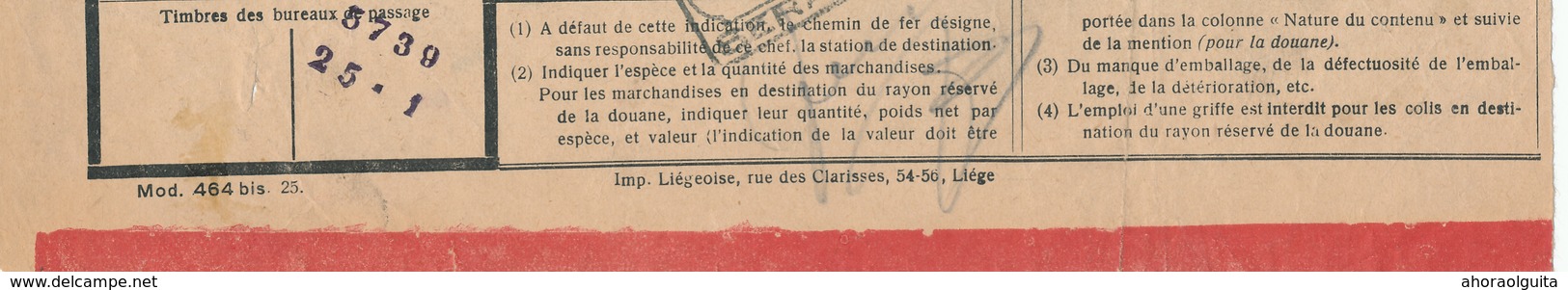 557/28 - Lettre De Voiture Affranchie TP Chemins De Fer 1927 - 2  Cachets Différents Gare NORD BELGE SERAING - Nord Belge