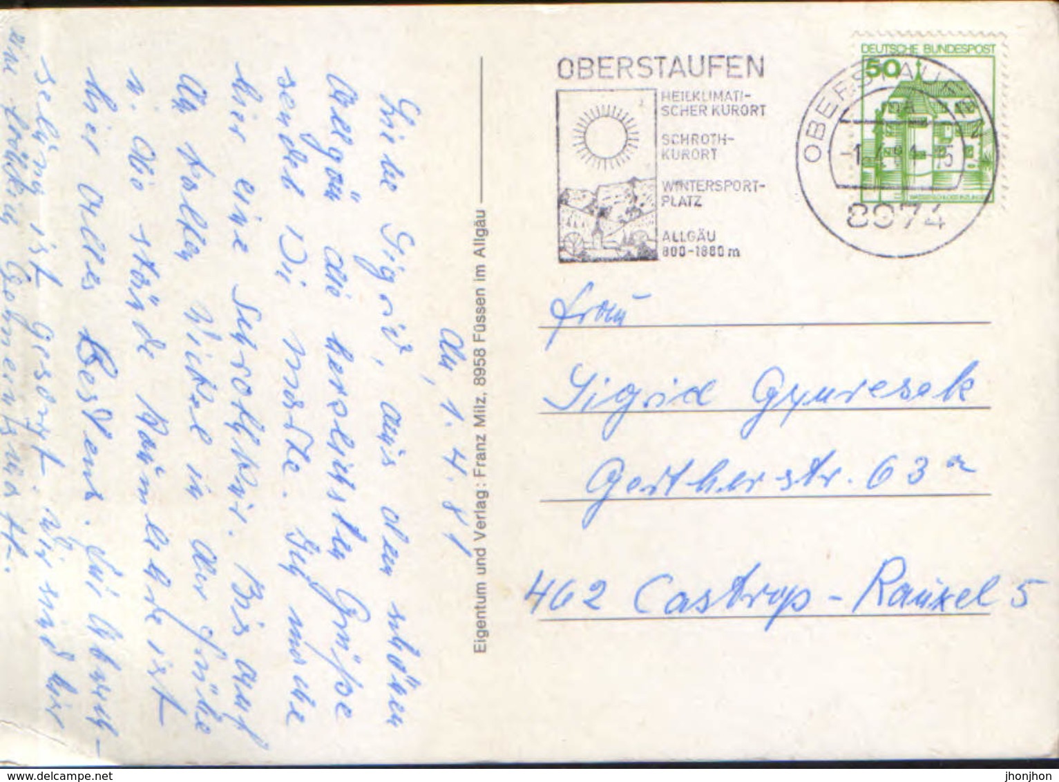 Germany - Postcard Circulated In 1981 - Oberstaufen -  Colage Of Images - 2/scans - Oberstaufen