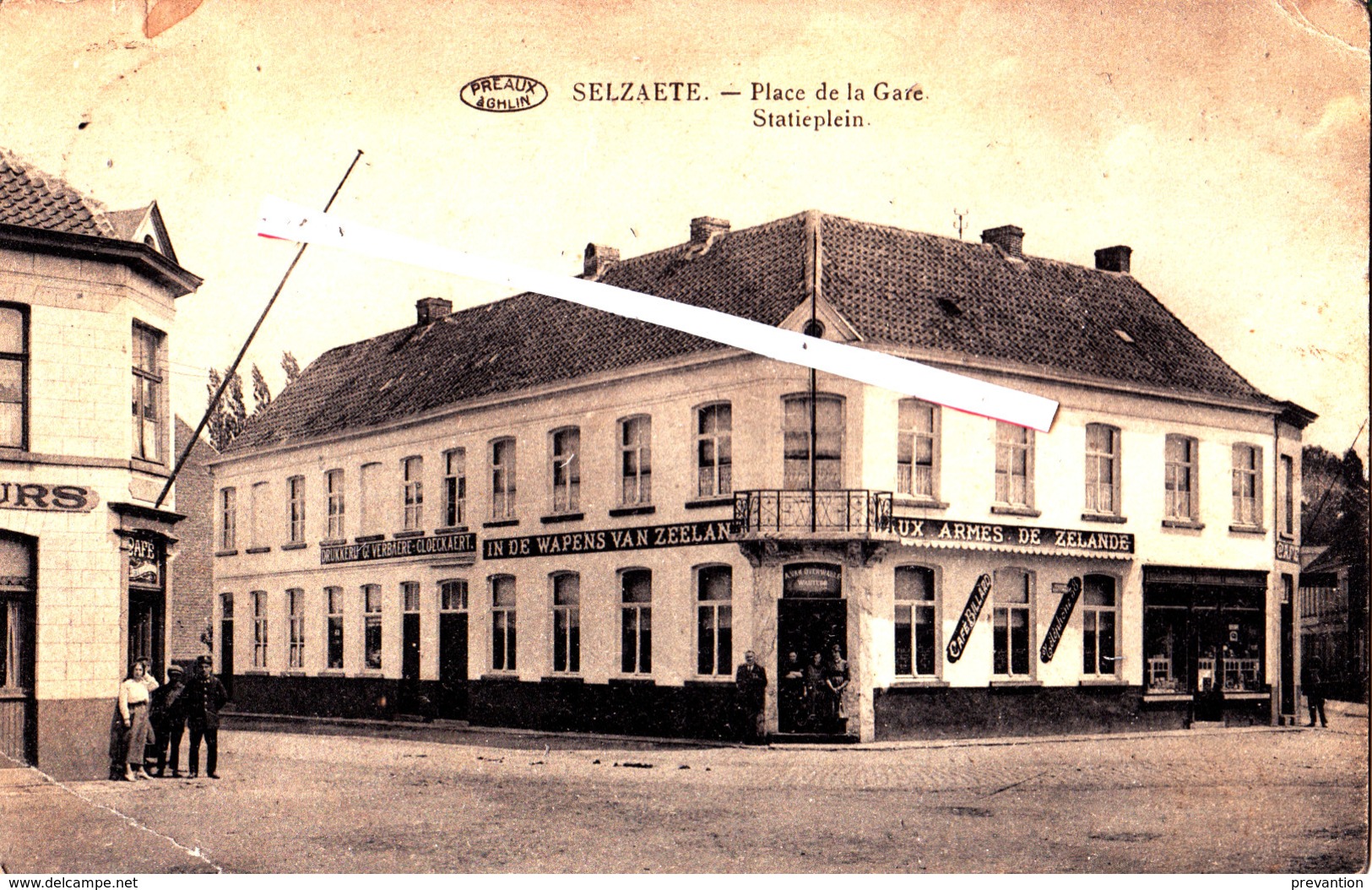 SELZAETE - Place De La Gare - Statieplein - Avec Café-Billard "aux Armes De Zeelande - Zelzate