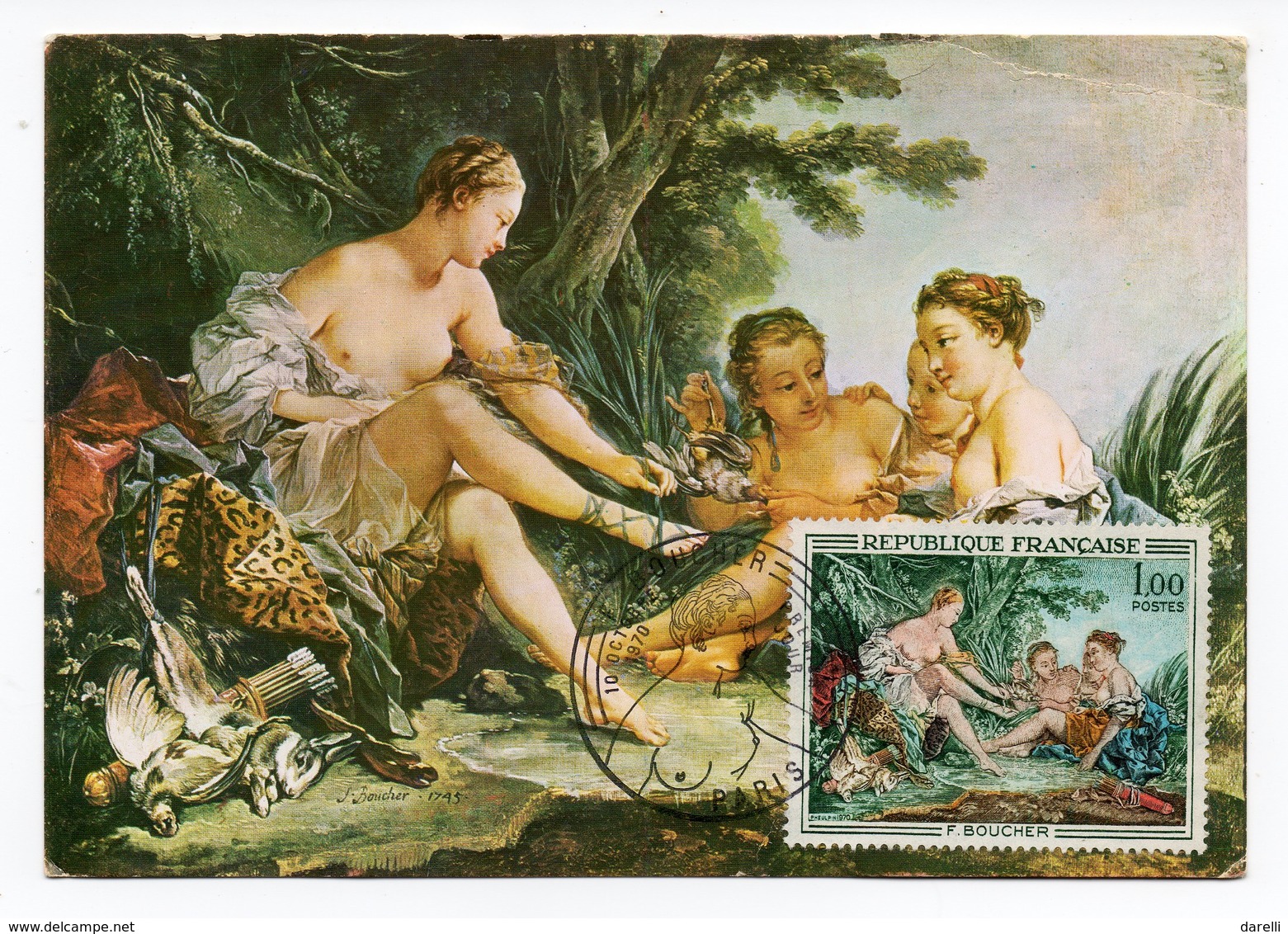 Carte Maximum 1970 - François Boucher - Retour De Chasse De Diane YT 1652 - Paris - 1970-1979