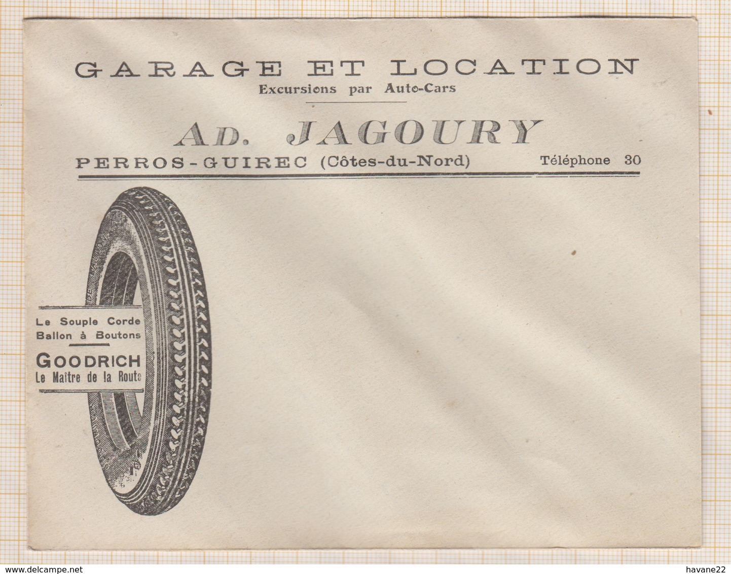 81038 Lettre Facture ENVELOPPE GARAGE JACOURY PERROS GUIREC COTES DU NORD - 1950 - ...