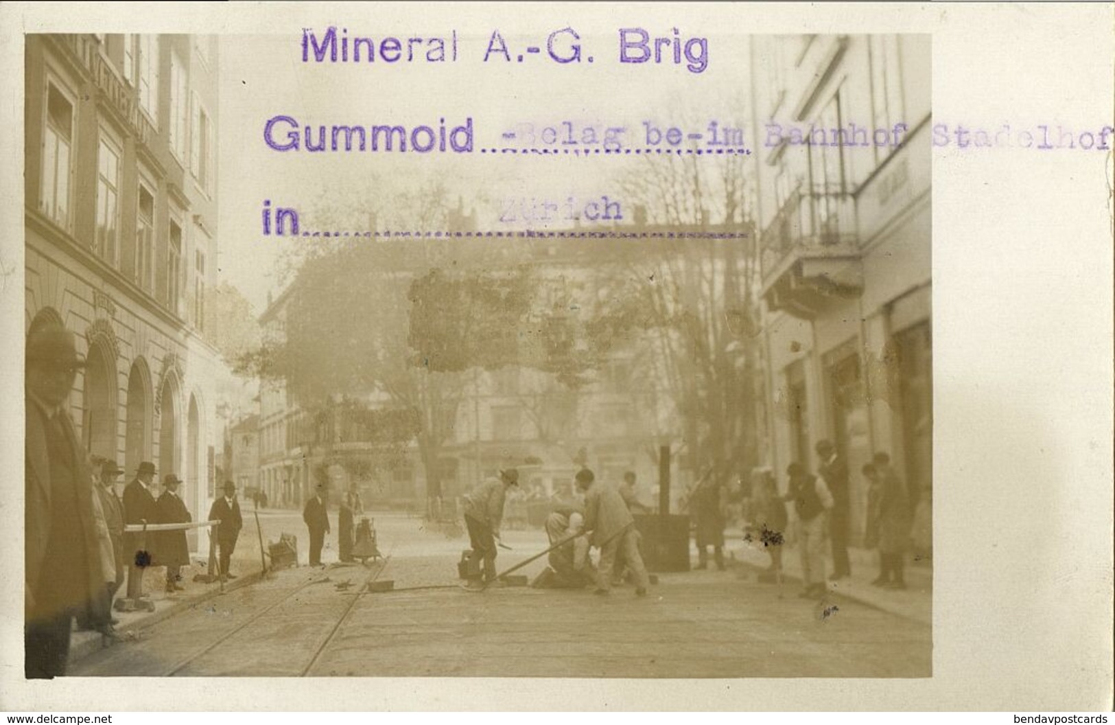 ZÜRICH, Mineral A.-G. Brig, Gummoid-Belag Beim Bahnhof Stadelhof (1920s) Foto-AK - Zürich