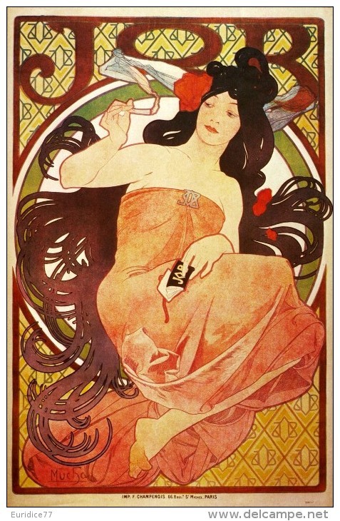 Alphonse Mucha Job 1897 Lithograph Advertising Postcard : Size 15x10 Cm. Aprox. - Publicidad