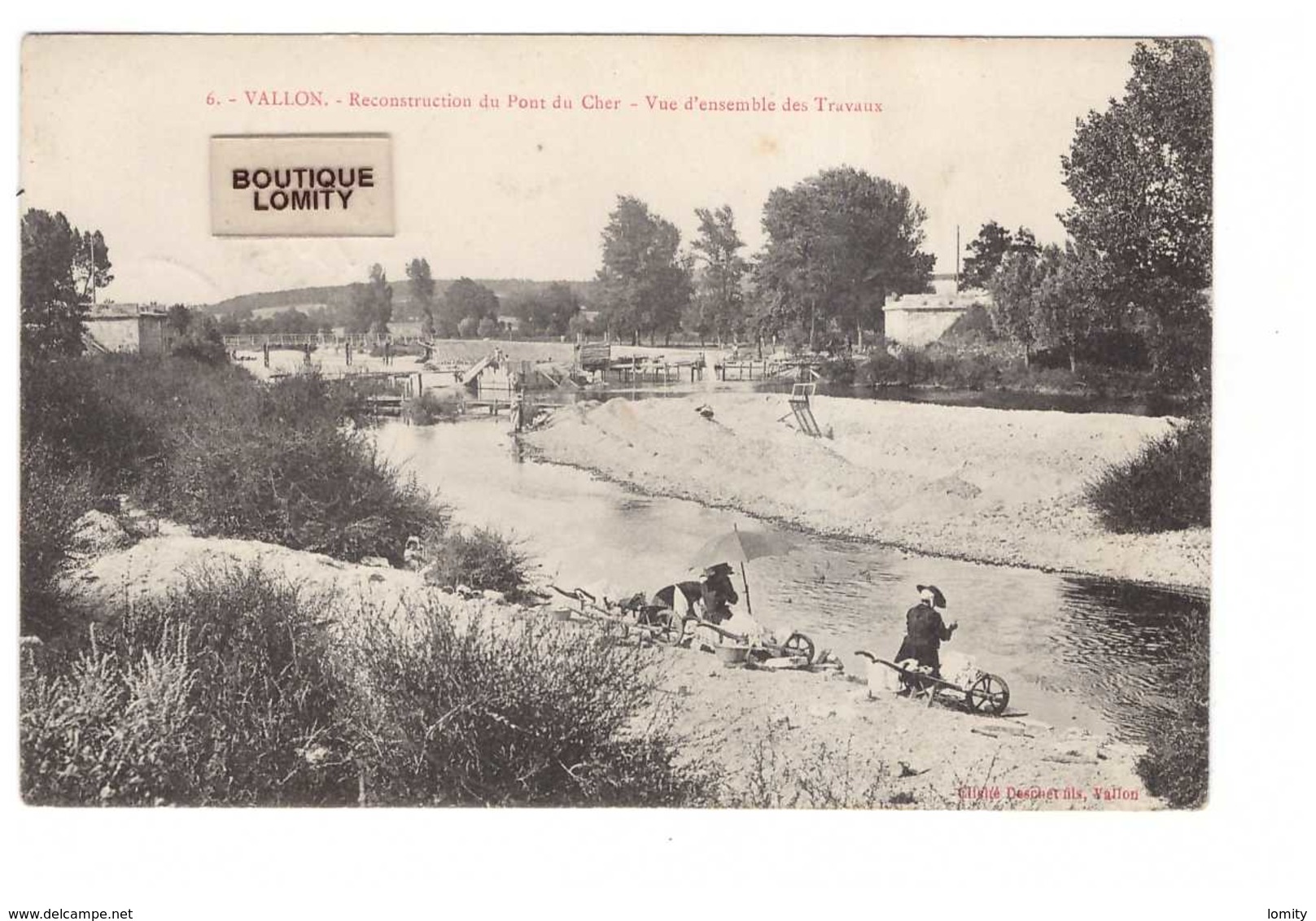 03 Vallon En Sully Reconstruction Du Pont Du Cher Vue D' Ensemble Des Travaux Guerre Cachet Militaire 1915 - Sonstige & Ohne Zuordnung