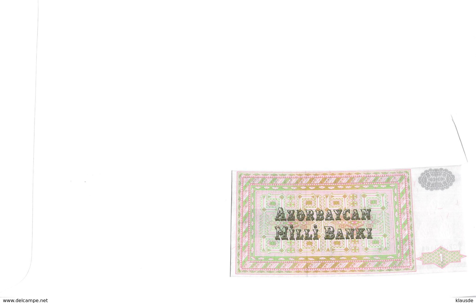 FDC Mit Geldschein 1 Manat Bankfrisch Aserbaidschan - Azerbaïjan
