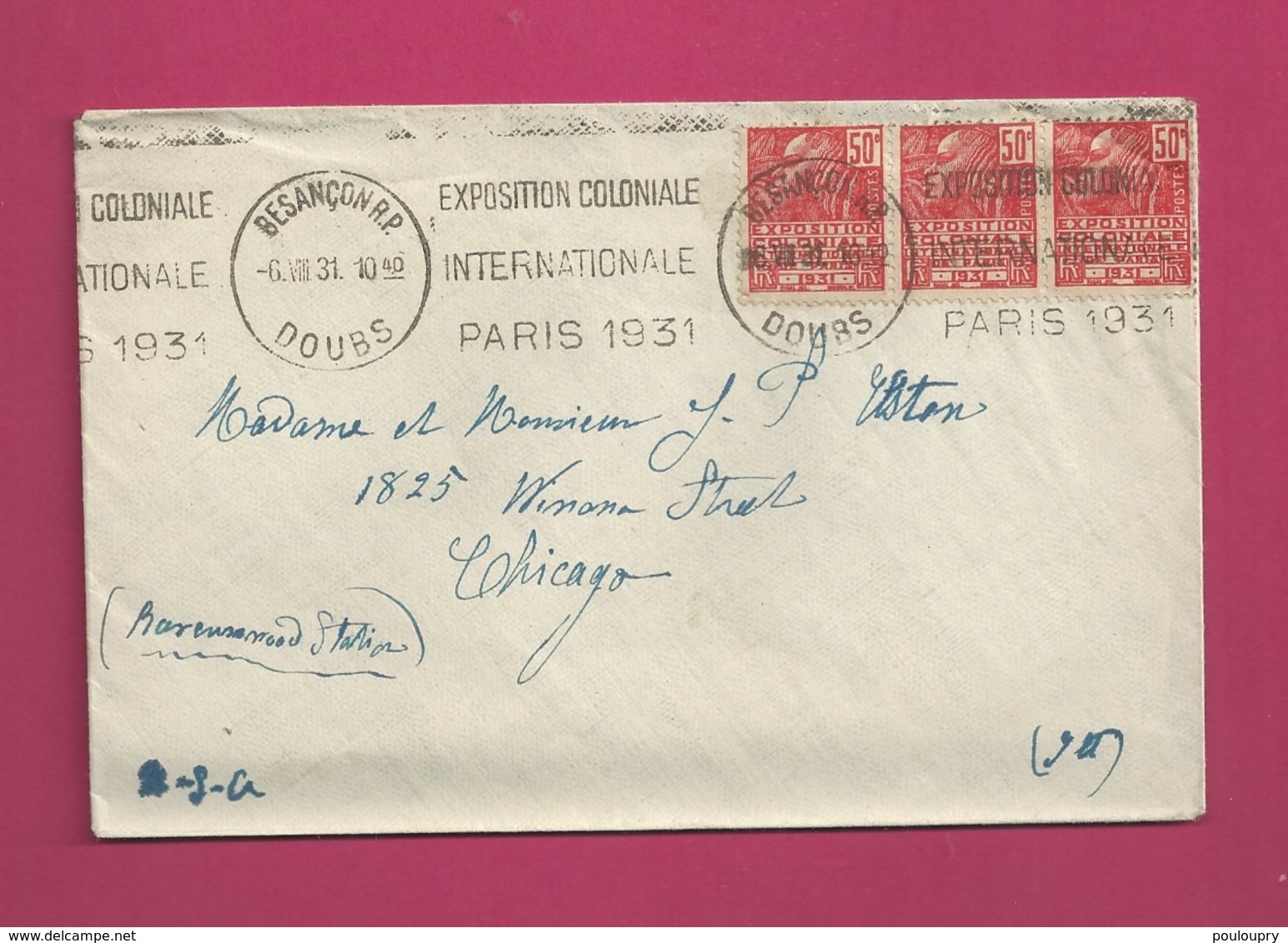 Lettre De 1931 Pour Les EUAN - YT N° 272 En Bande De 3 - Exposition Coloniale Internationale De Paris - Lettres & Documents