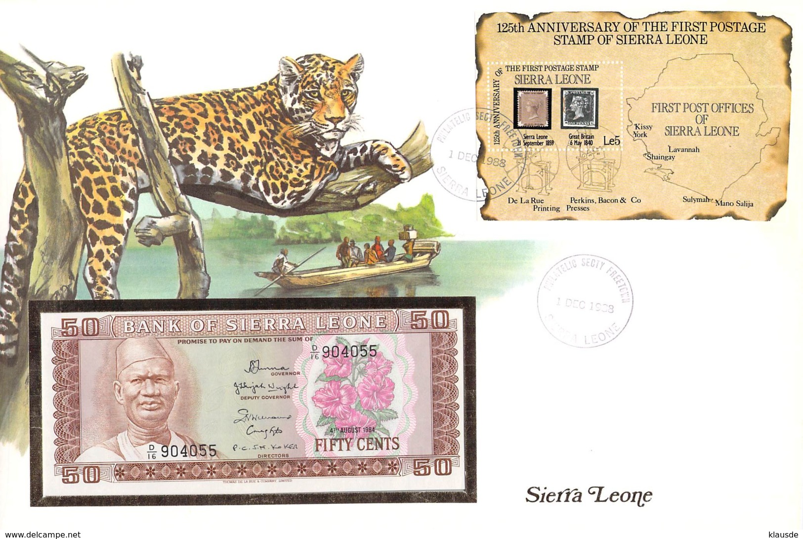 FDC Mit Geldschein 50 Cents Bankfrisch & Block 1984 Sierra Leone - Sierra Leone