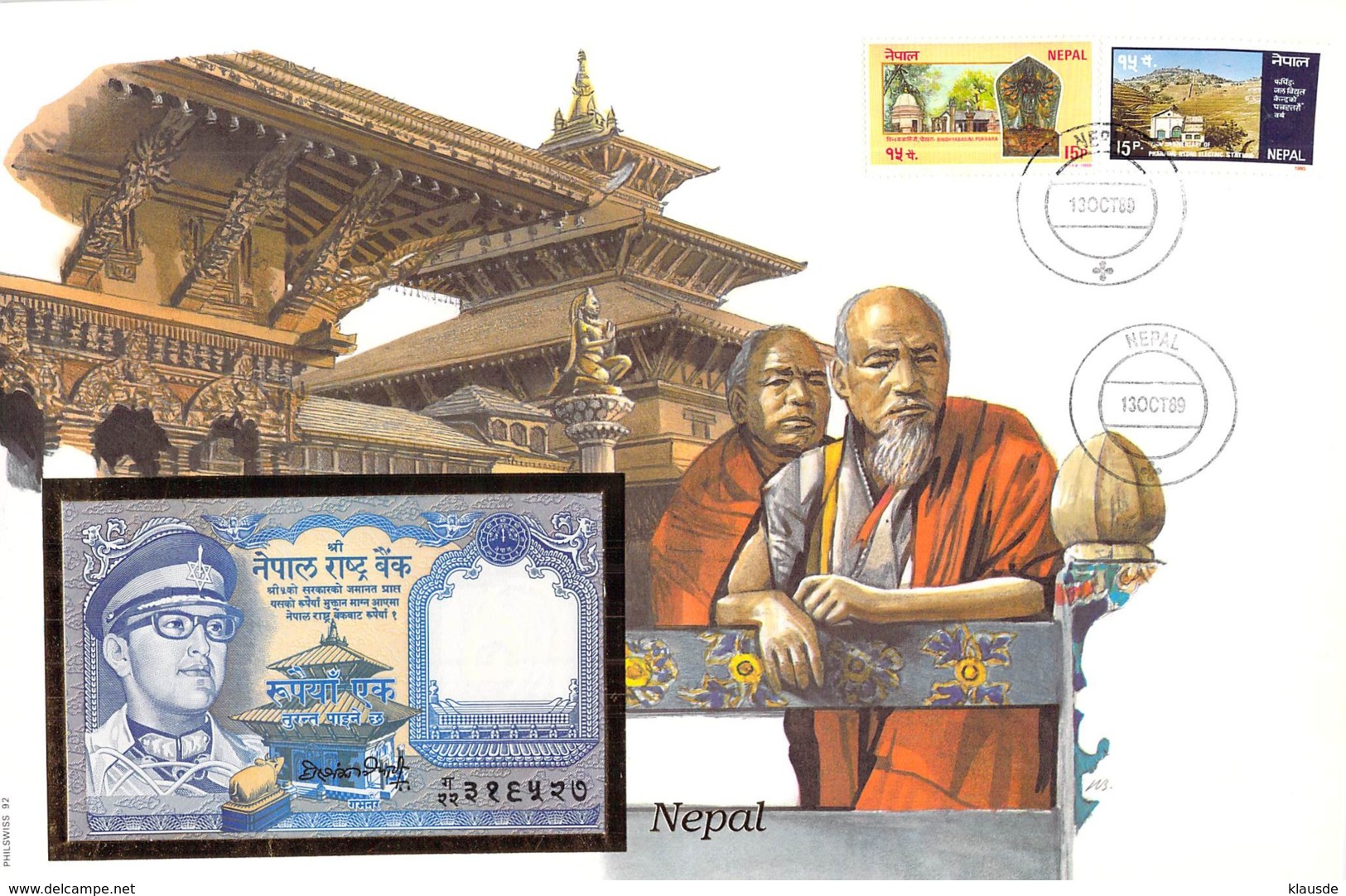 FDC Mit Geldschein 1 Rupie Bankfrisch Nepal - Nepal