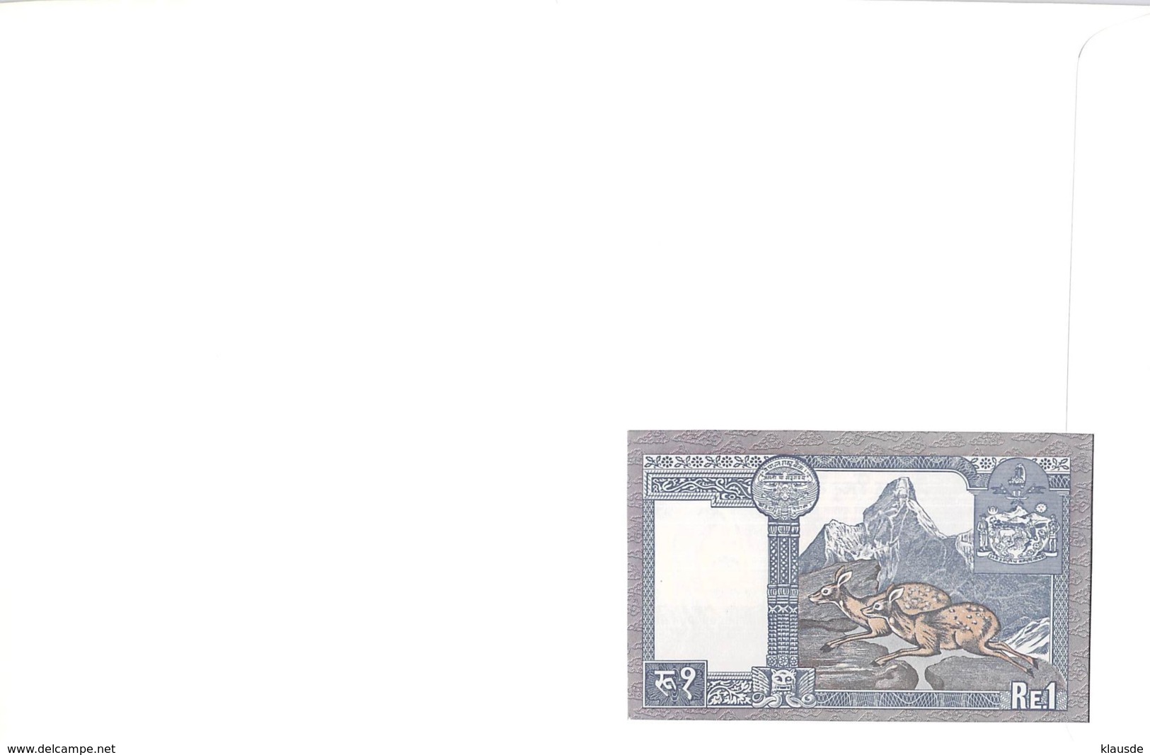 FDC Mit Geldschein 1 Rupie Bankfrisch Nepal - Nepal