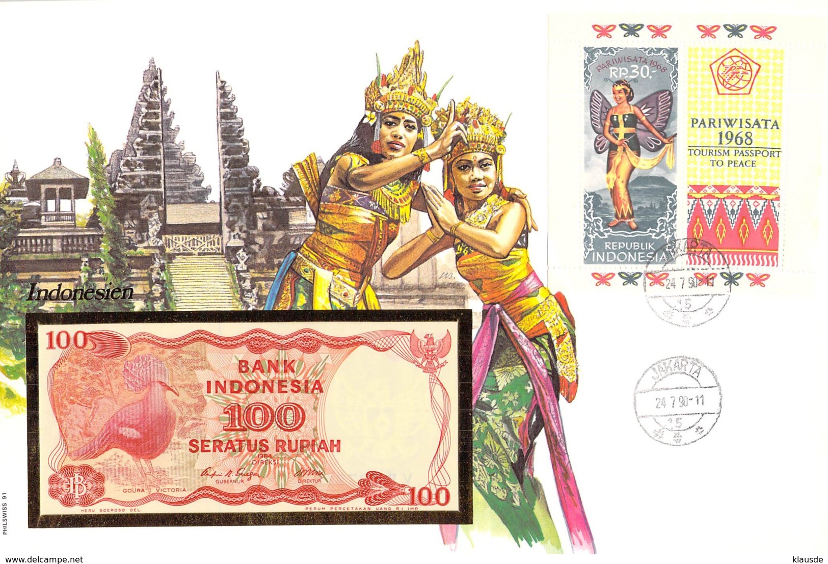 FDC Mit Geldschein 100 Rupiah Bankfrisch & Block 1984 Indonesien - Indonésie