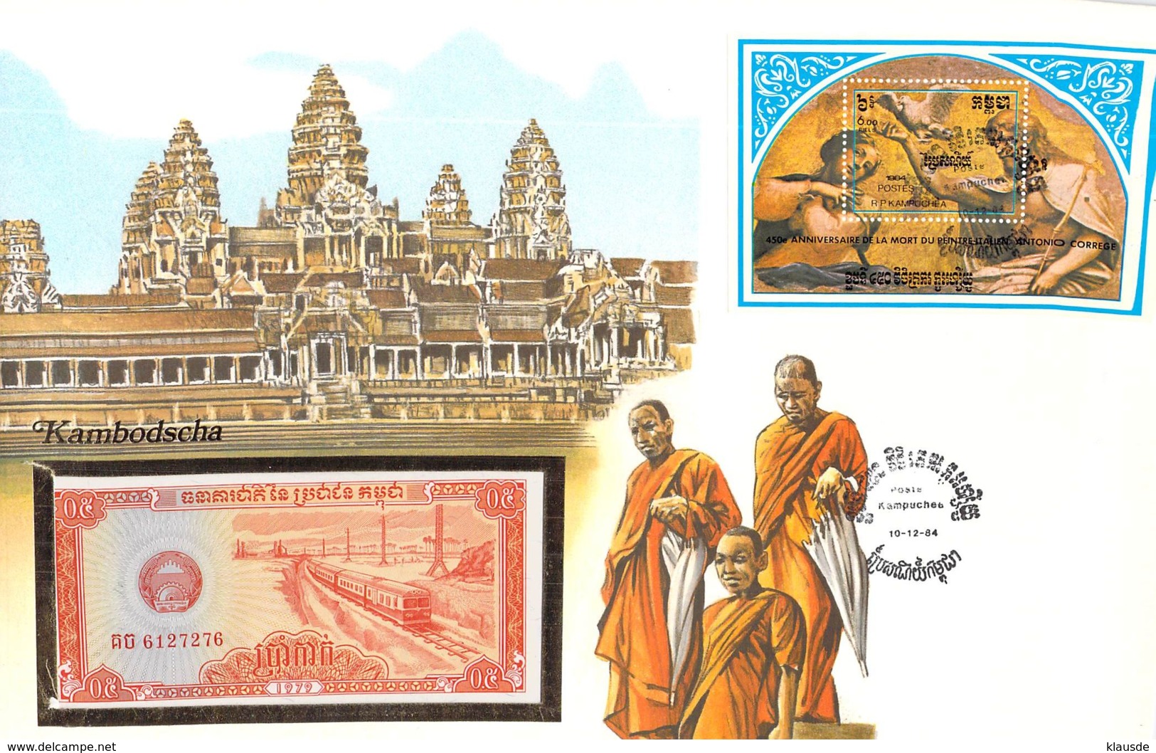 FDC Mit Geldschein 0,5 Riel Bankfrisch & Block 1979 Kampuchea - Kambodscha