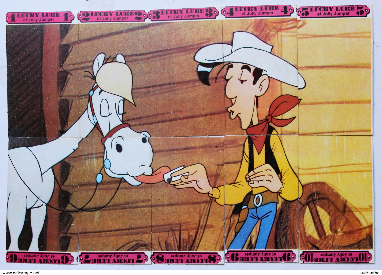 Rare 10 Cartes Anciennes BD Lucky Luke Formant 1 Puzzle Jolly Jumper - Puzzels