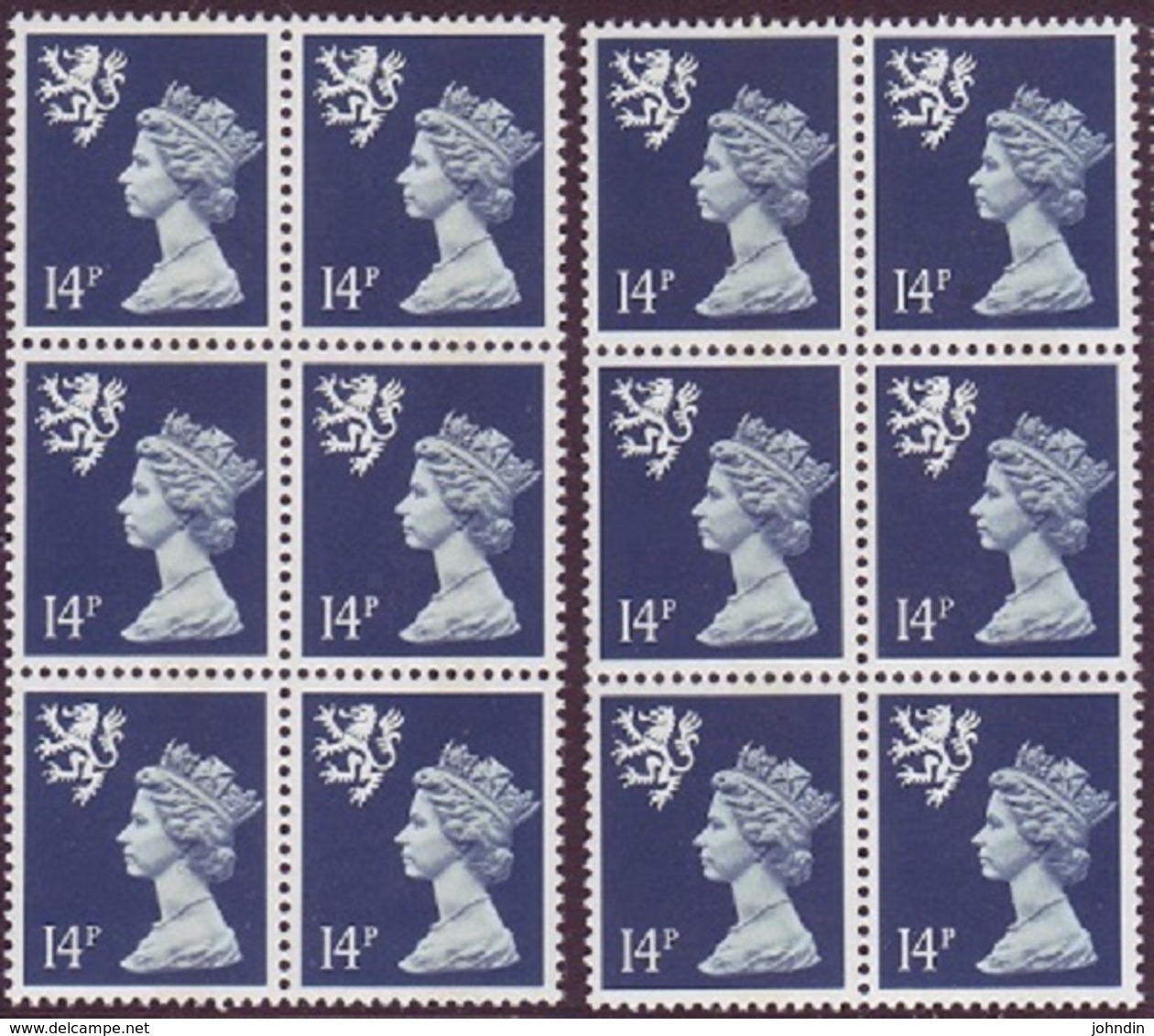 2 X 1989 GB Machin Scotland Regionals Vertical Blocks Of 6 - 14p Phosphor Band At Centre SG S54 UM/MNH - Scotland