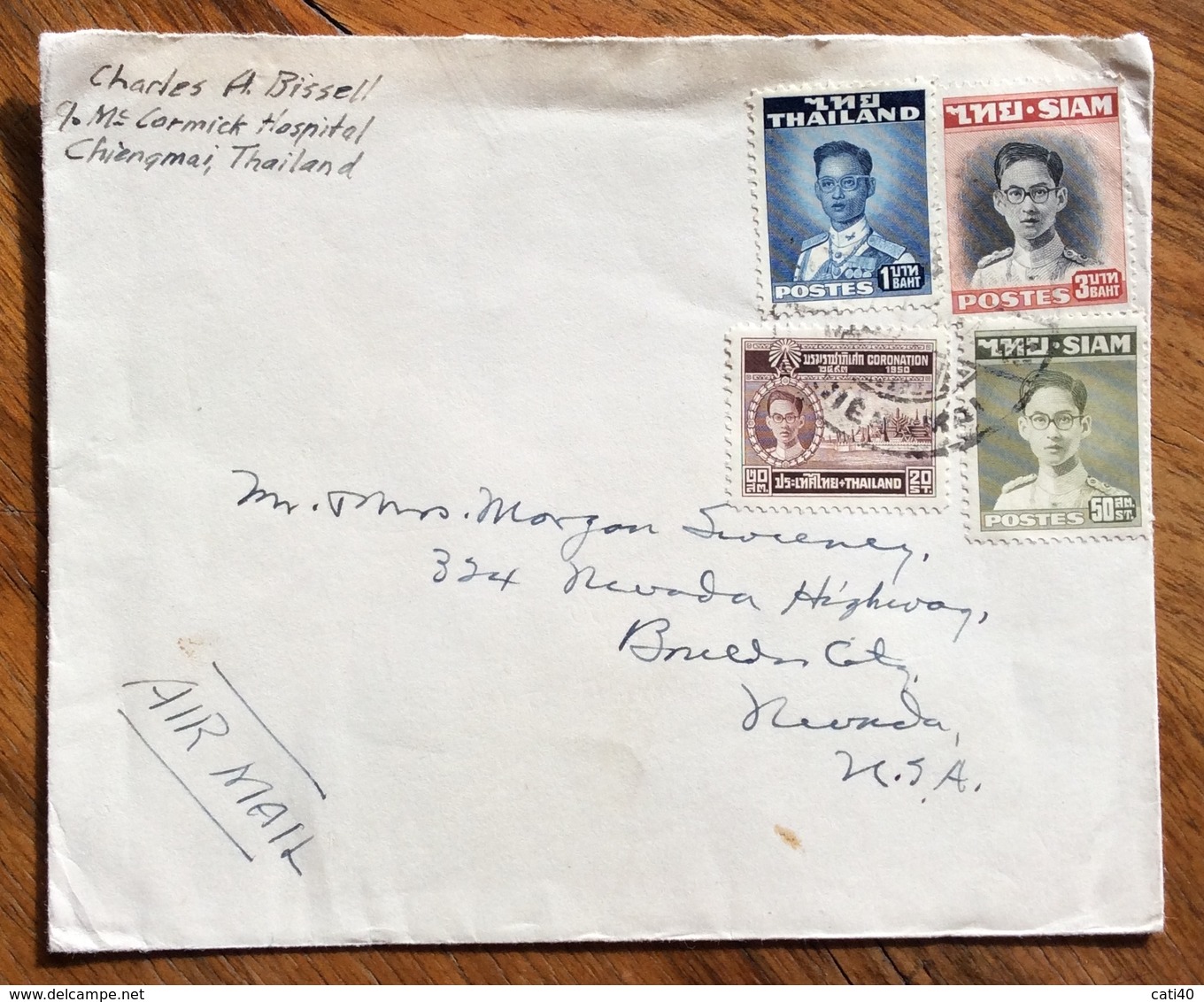 THAILANDIA SIAM   ENVELOPE AIR MAIL FRON CHIANG MAI  TO NEVADA U.S.A. THE 1951 - Thailand