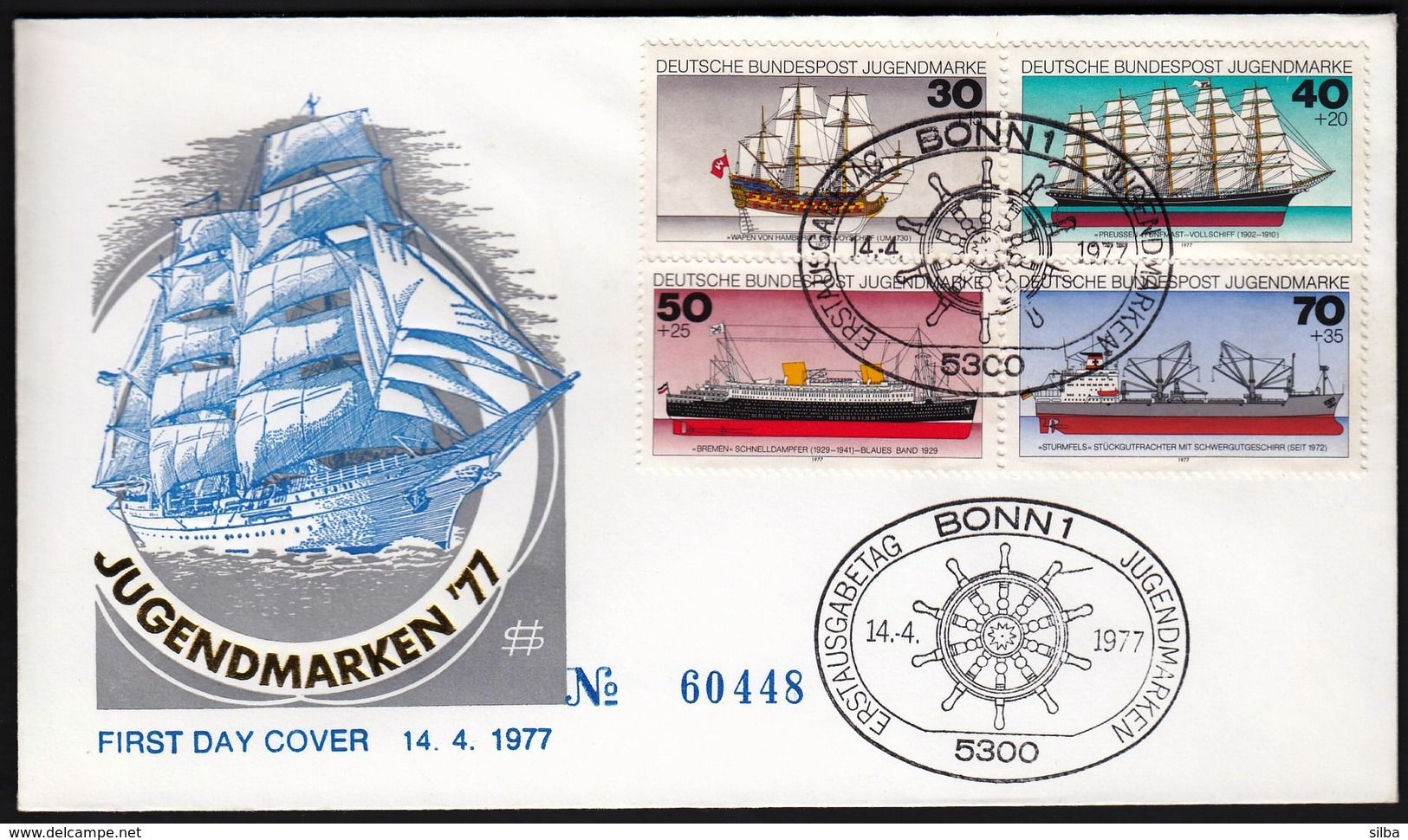 Germany Bonn 1977 / Youth Stamps / Jugendmarken / Ships / FDC - Ships