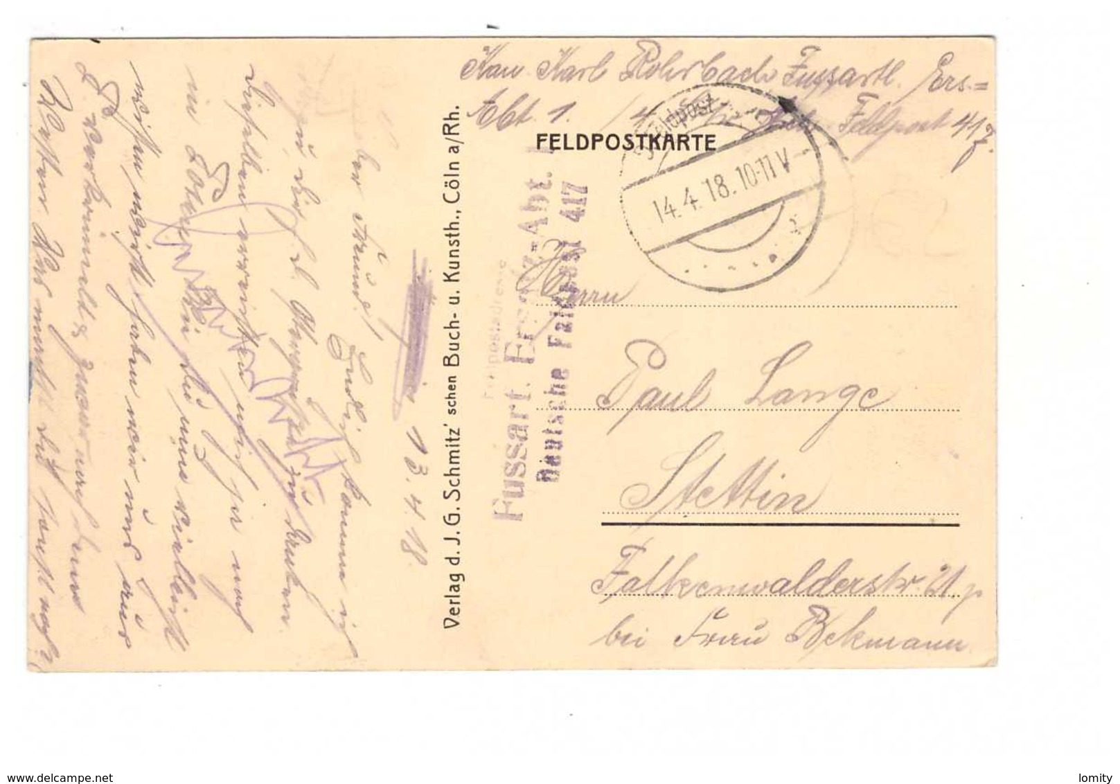 Belgique Jurbise Strasse Nach Lens Route Vers Lens Cachet Militaire Allemand Fussart Deutsche Feldpost 417 1918 - Jurbise