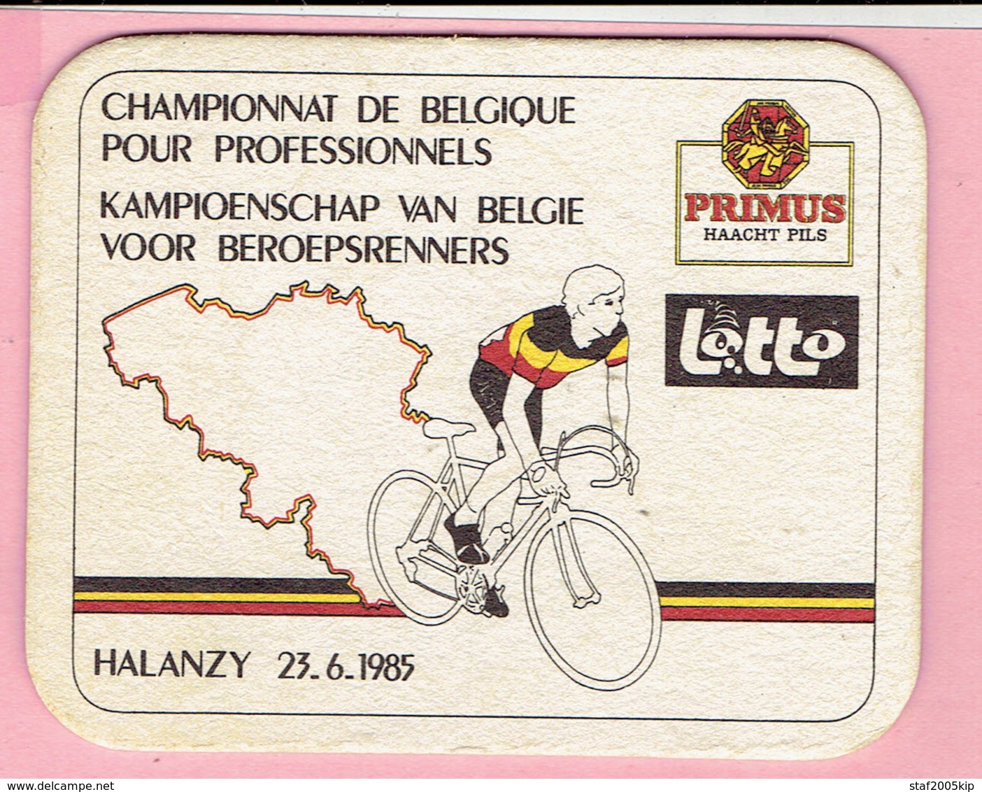 Bierviltje - Primus Haacht - Kampioenschap Van België Voor Beroepsrenners - HALANZY 1985 - Lotto - Sous-bocks