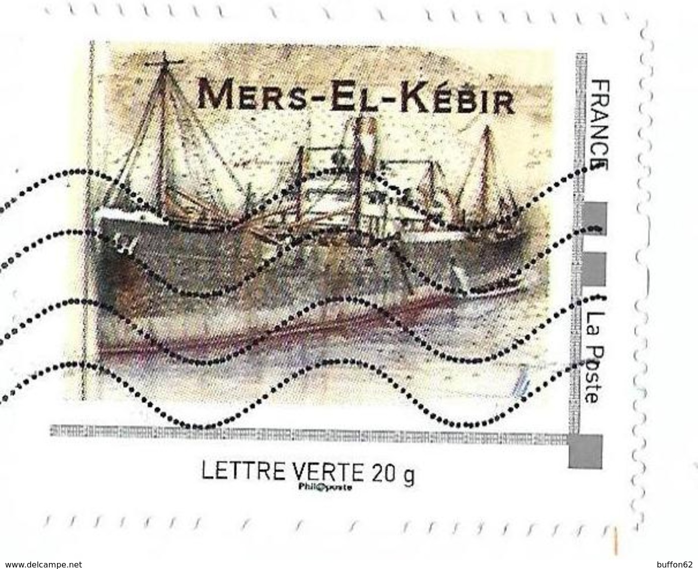 MonTimbraMoi MTM  - (2017) Mers-el-Kébir (Algérie, 1940).Navire Marchand. Lettre Verte 20 G. - Ships