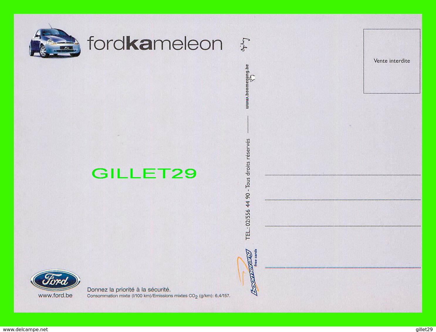 ADVERTISING, PUBLICITÉ - VOITURE FORD KAMELEON - BOOMERANG - - Advertising