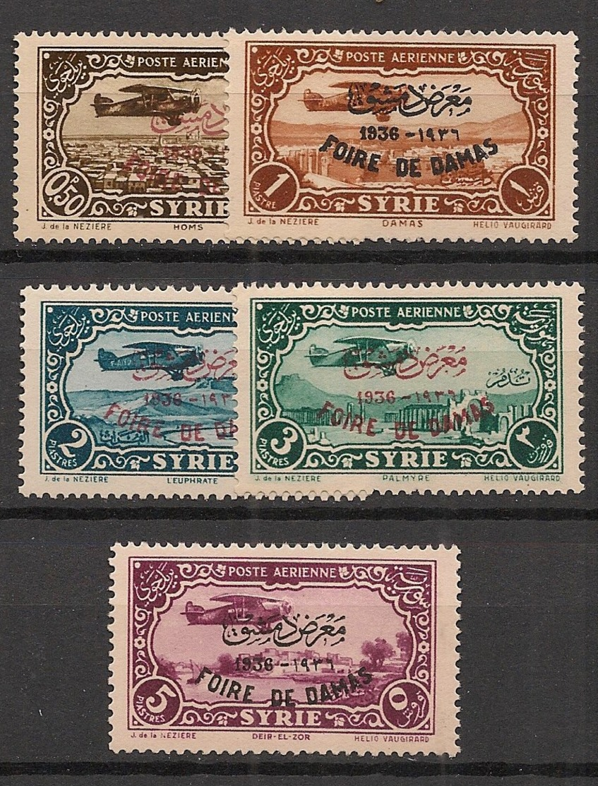 Syrie - 1936 - Poste Aérienne PA N°Yv. 69A à 69E - Foire De Damas - Série Complète - Neuf Luxe ** / MNH / Postfrisch - Posta Aerea