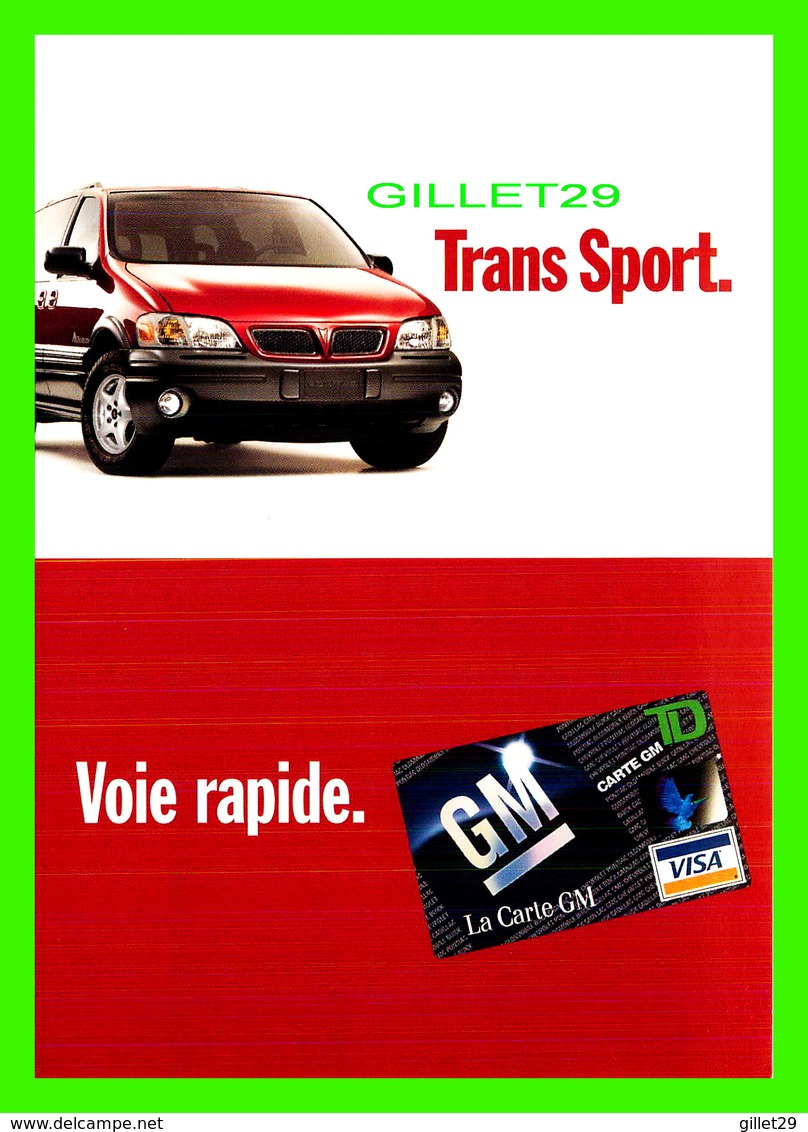 ADVERTISING, PUBLICITÉ - LA CARTE DE CRÉDIT GM - VOITURE TRANS SPORT - ZOOM CARDS - - Publicité