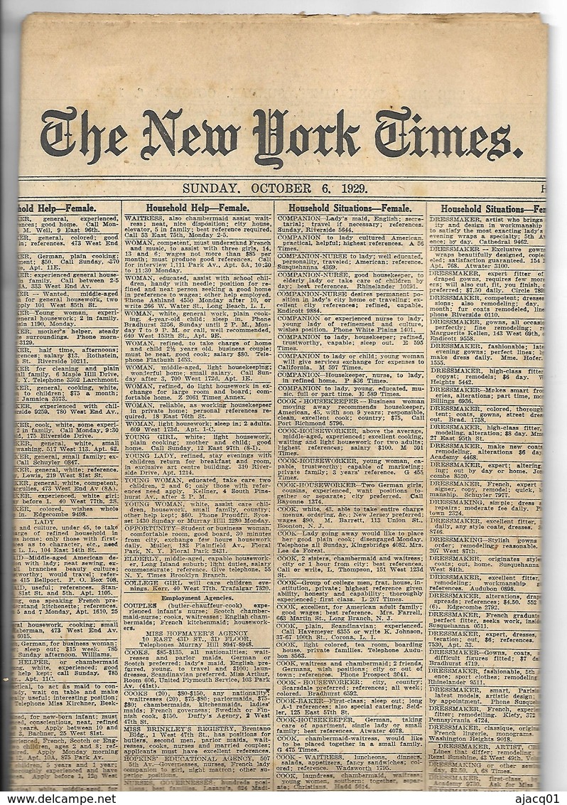 Journal The New York Times Section 13  De 1929 - Nouvelles/ Affaires Courantes