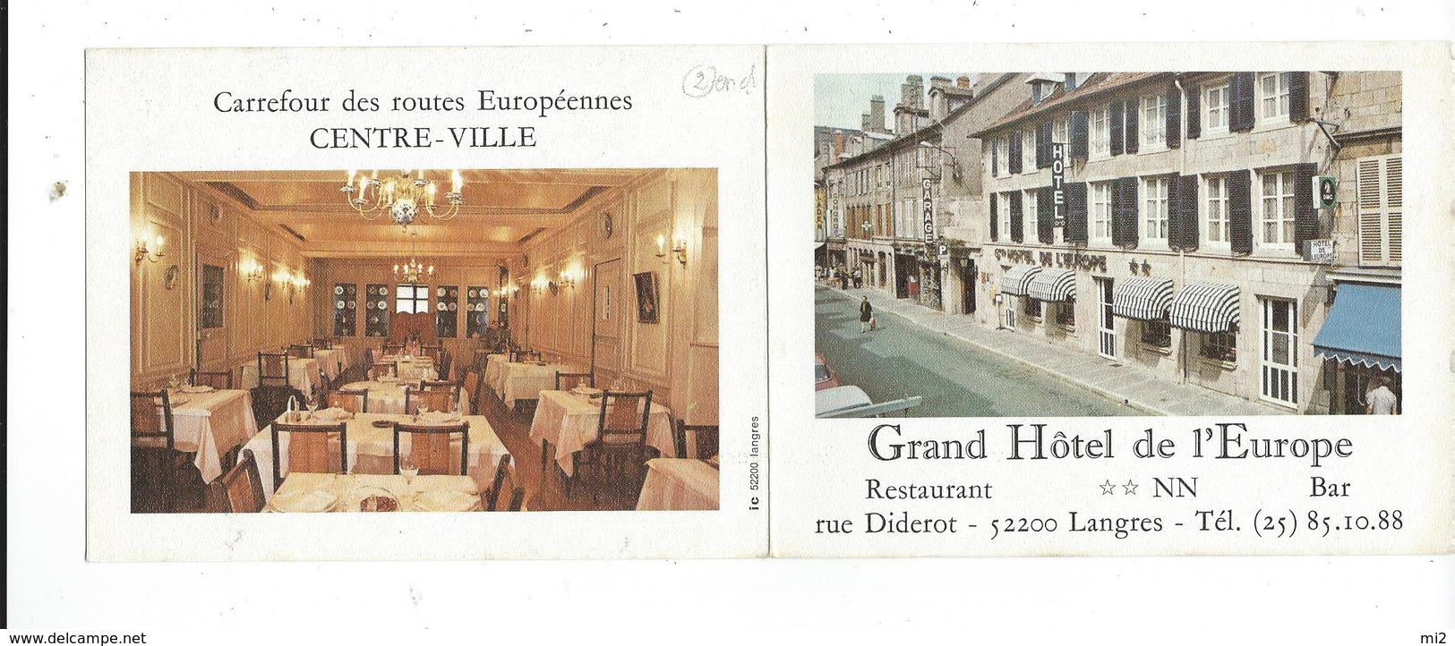 52 Carte Pub Double Grand-hotel De LEurope TBE - Langres