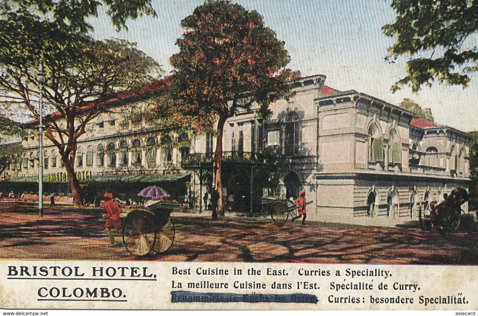 Colombo  Bristol Hotel Curry Details For Tourists At The Back - Sri Lanka (Ceylon)