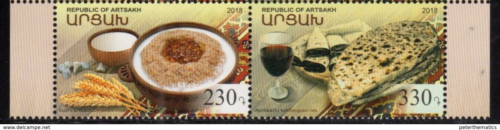 NAGORNO KARABAKH, REPUBLIC OF ARTSAKH , 2018, MNH, NATIONAL CUISINE, FOOD, WINE, 2v - Food