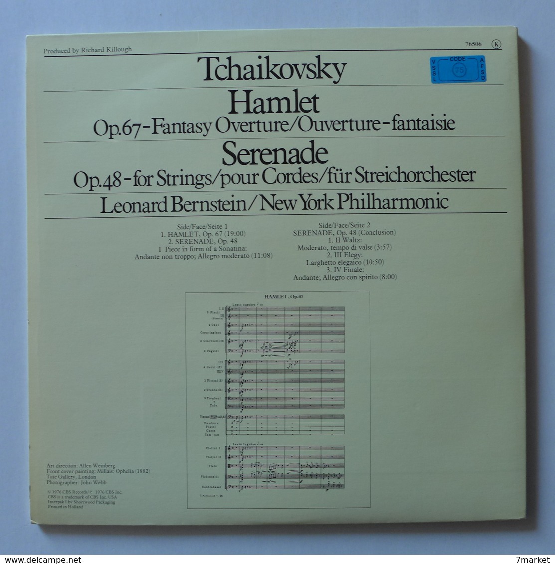 LP/ Leonard Bernstein - Tchaikowsky - Hamlet. Serenade, Op.48 - Classique