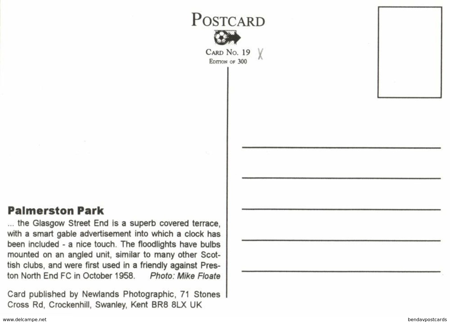 Scotland, DUMFRIES, Palmerston Park, Queen Of The South (1990s) Stadium Postcard - Soccer