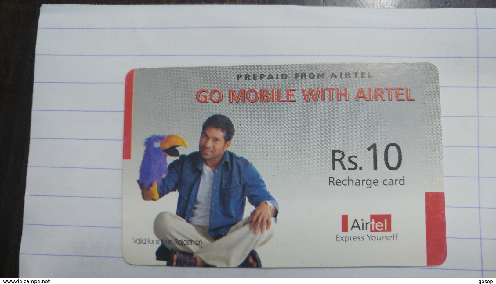 India-airtel Prepiad Card-(54a)-(rs.10)(new Delhi)-(3536446114090557)(look Out Side)used Card+1 Card Prepiad Free - Indien