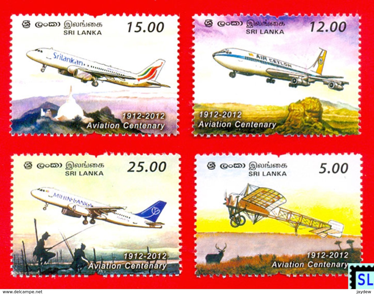 Sri Lanka Stamps 2012, Aviation Centenary, Airplanes, Planes, MNH - Sri Lanka (Ceylon) (1948-...)