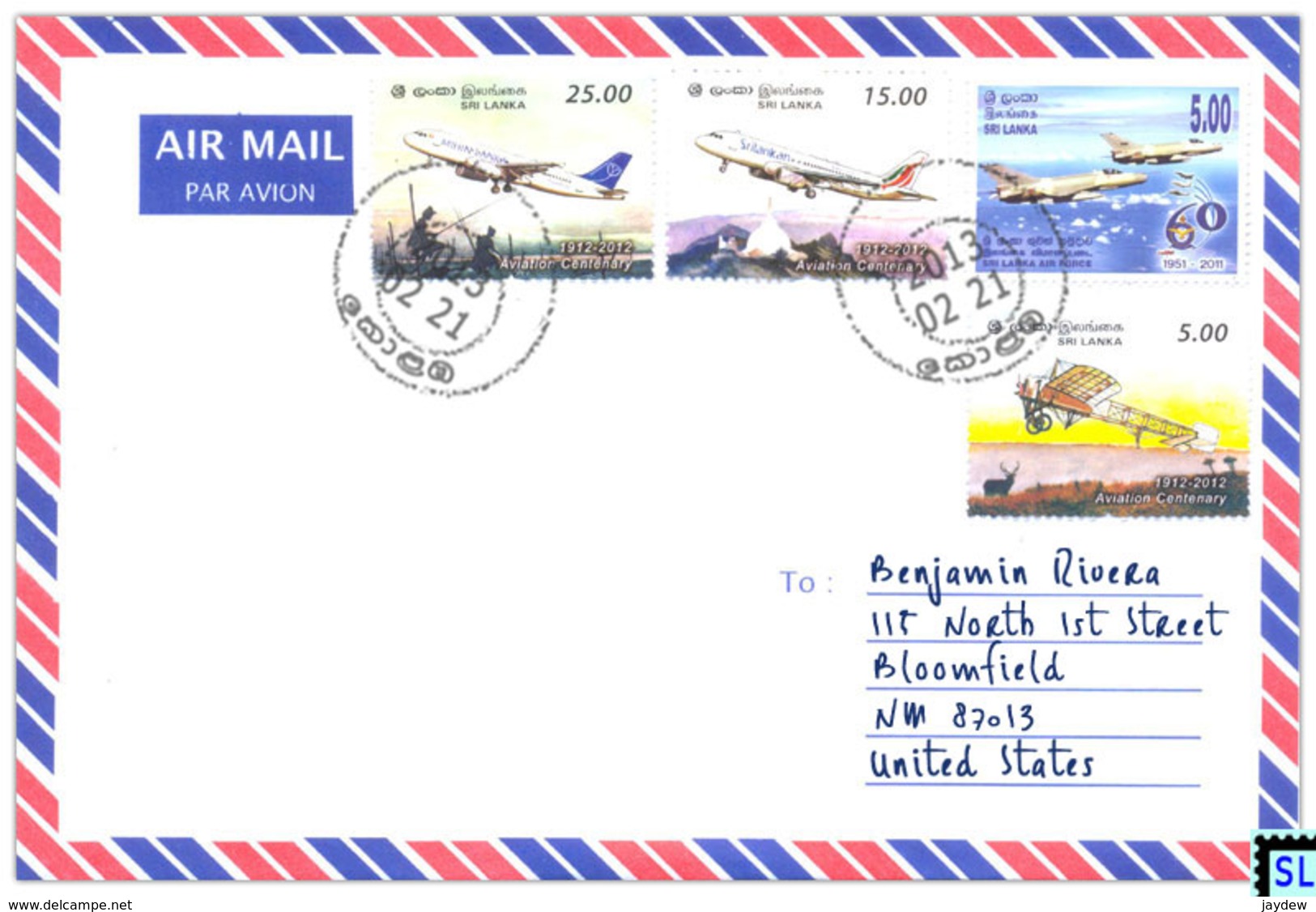 Sri Lanka Stamps, Aviation, Planes, Personalized Cover - Sri Lanka (Ceylon) (1948-...)