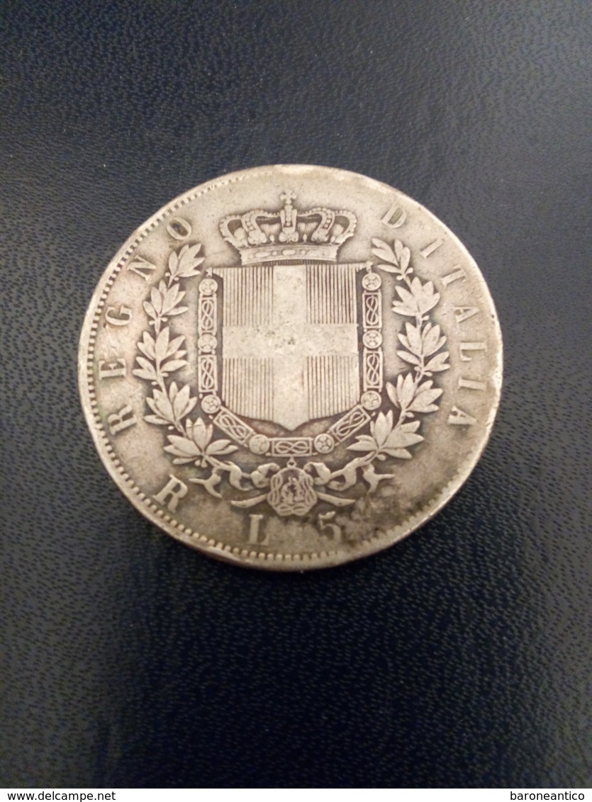 5 Lire Argento Vittorio Emanuele Secondo 1876 Zecca Roma - 1861-1878 : Victor Emmanuel II