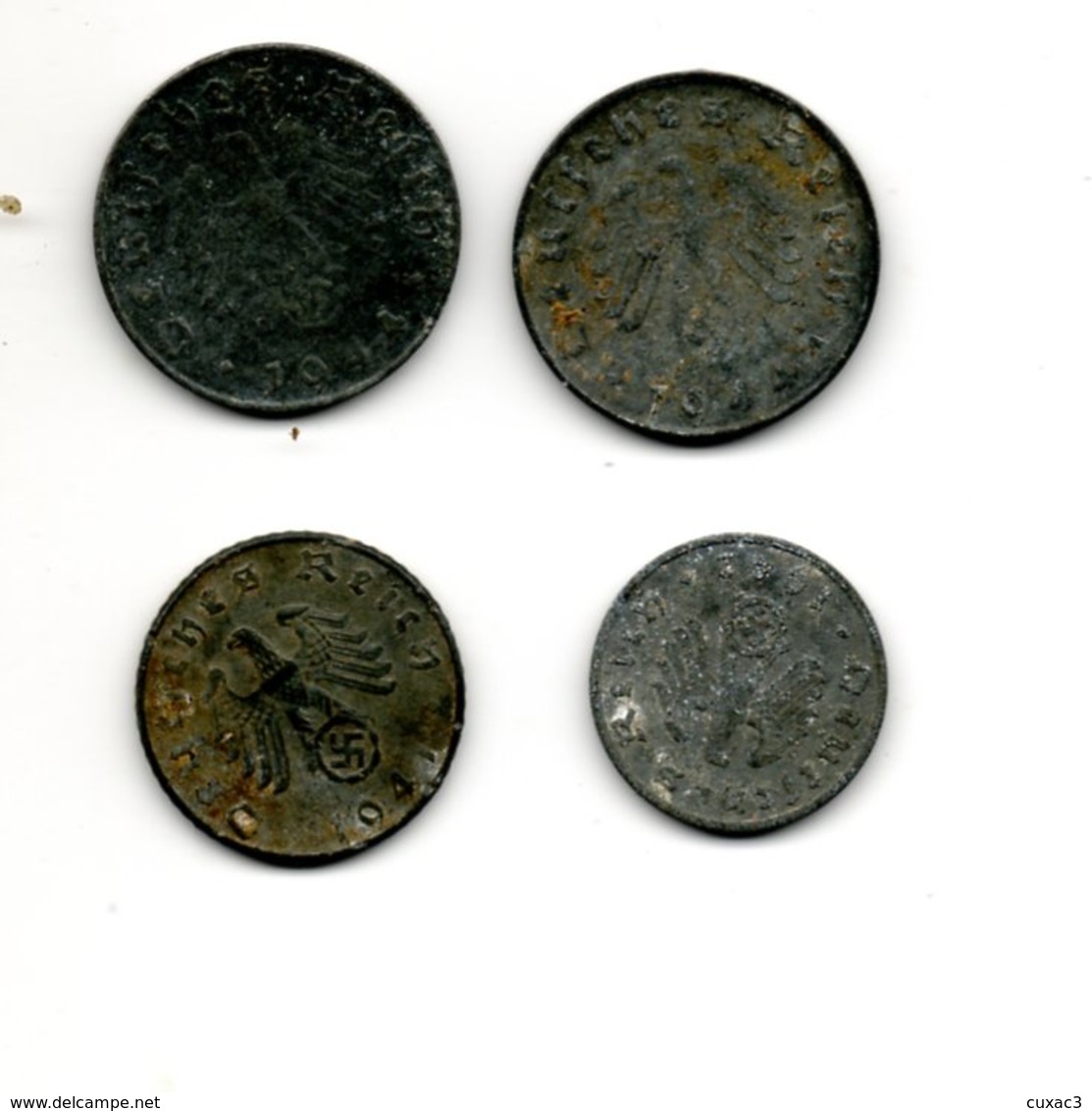 4 Monnaies Deux De 10 R Une 5 R Et Une 1r - 10 Reichspfennig