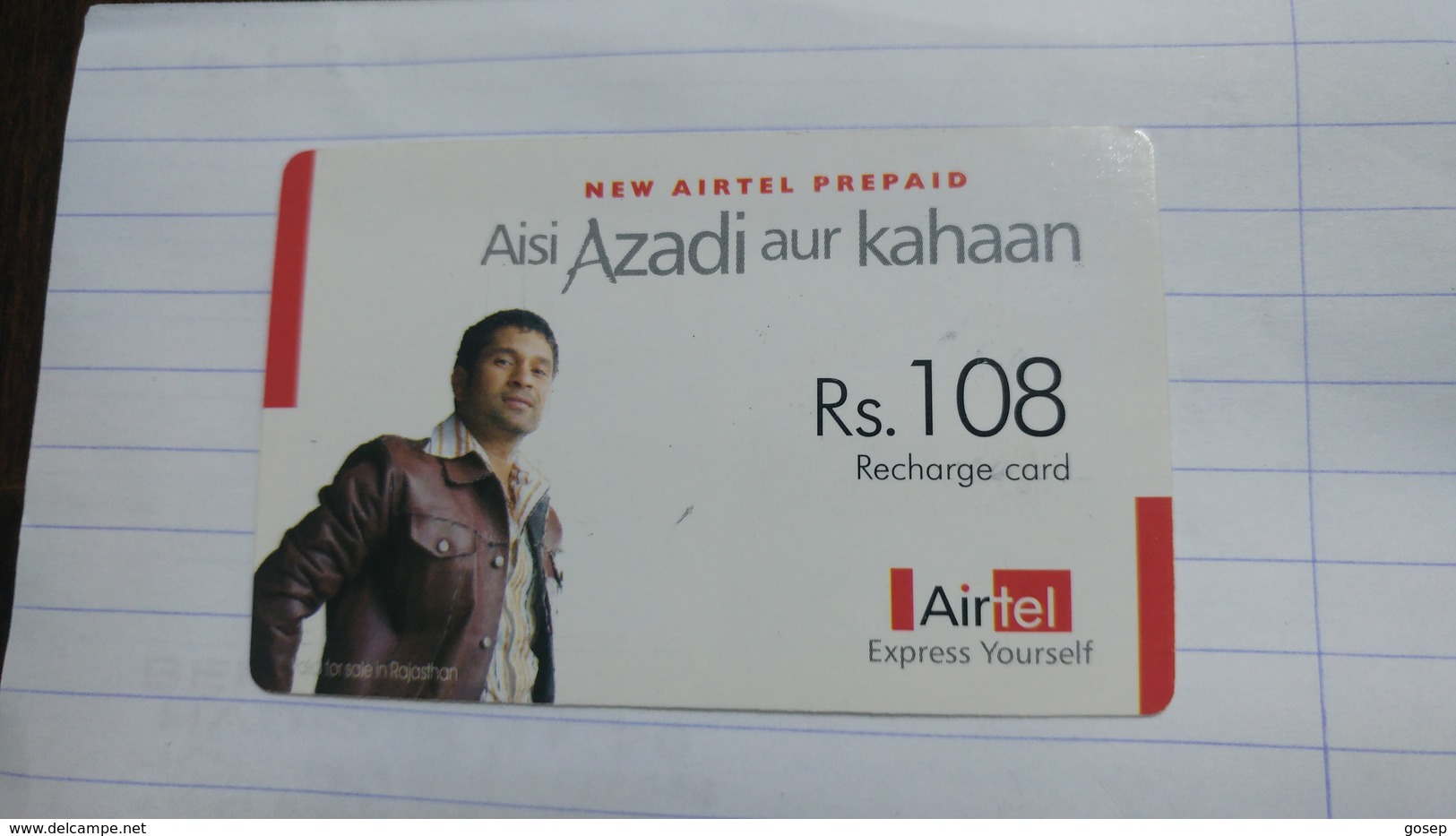 India-airtel Aisi Azadi Aur Kahaan(57)(rs.108)(new Delhi)(5069189426295500)(look Out Side)used Card+1 Card Prepiad Free - Inde