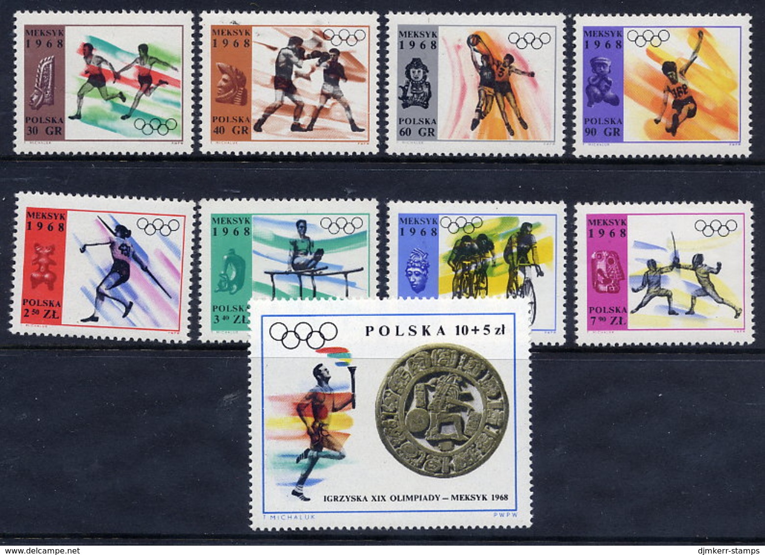 POLAND 1968 Mexico Olympic Games MNH / **.  Michel 1856-63 - Ungebraucht