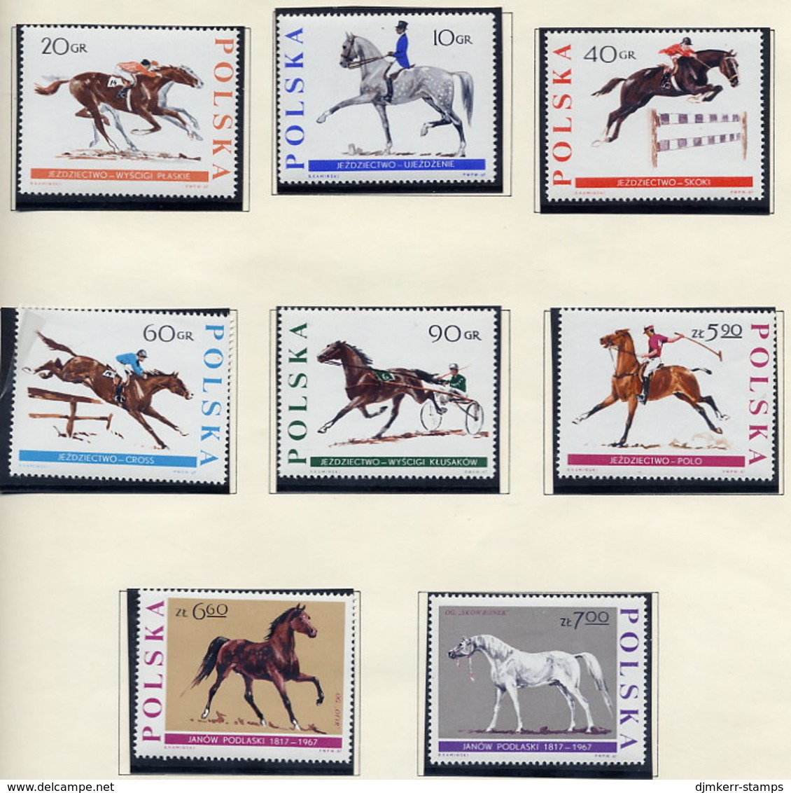 POLAND 1967 Equestrian Sports And Horse Breeding MNH / **.  Michel 1740-47 - Unused Stamps