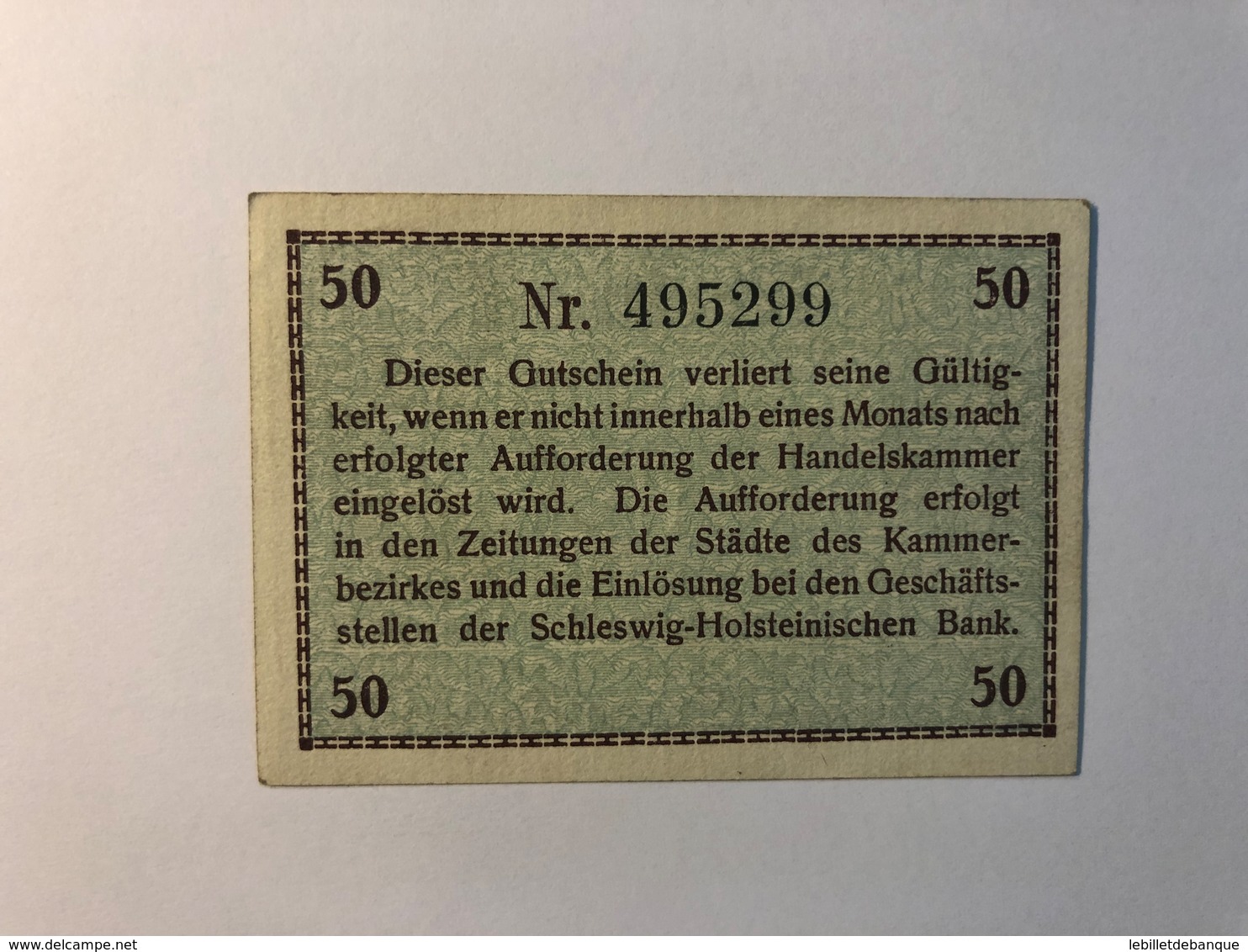 Allemagne Notgeld Flensburg 50 Pfennig - Collections