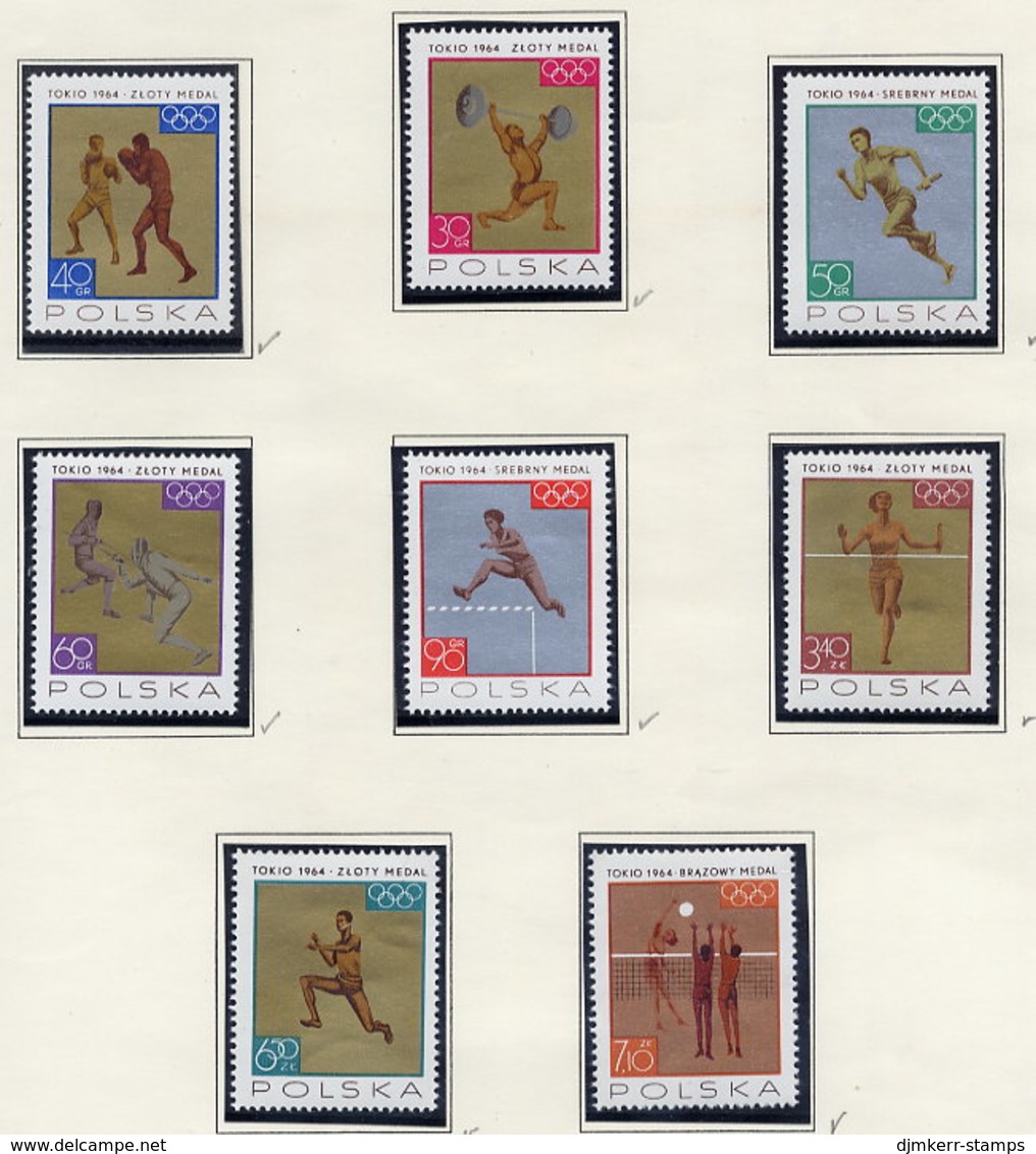 POLAND 1965 Olympic Medal Winners MNH / **.  Michel 1623-30 - Unused Stamps