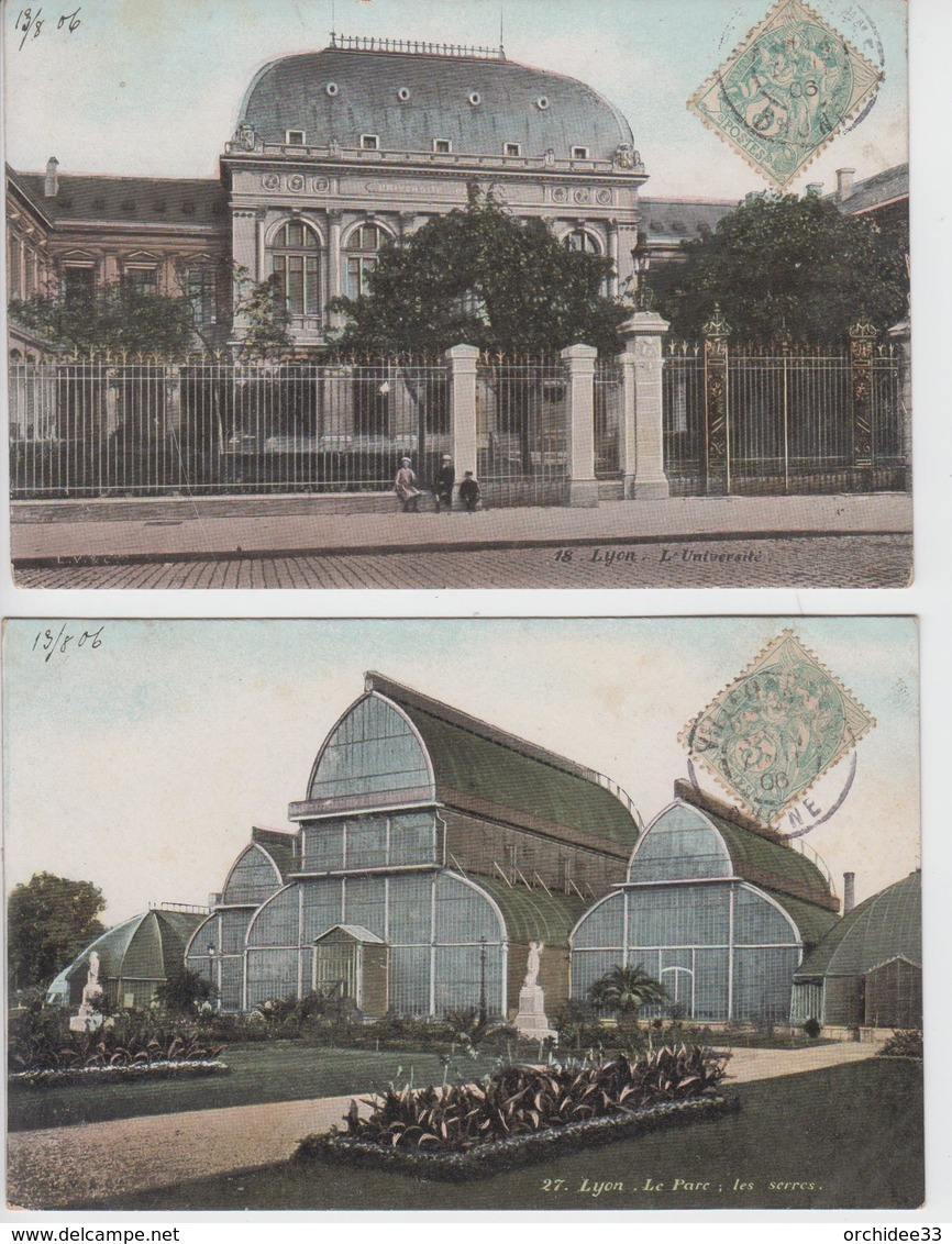 Lot De 7 CPA Lyon - Editeur L. V. & Cie - Les Halles / L'université / Le Parc : Les Serres / Statue De Jacquard ... - Autres & Non Classés