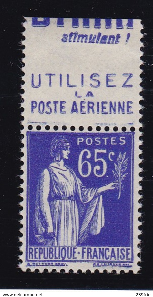 PUBLICITE: TYPE PAIX 65C BLEU DOUBLE PUB BYRRH/UTILISEZ LA POSTE AERIENNE NSG ACCP 999 ET 243f MAURY - Andere & Zonder Classificatie